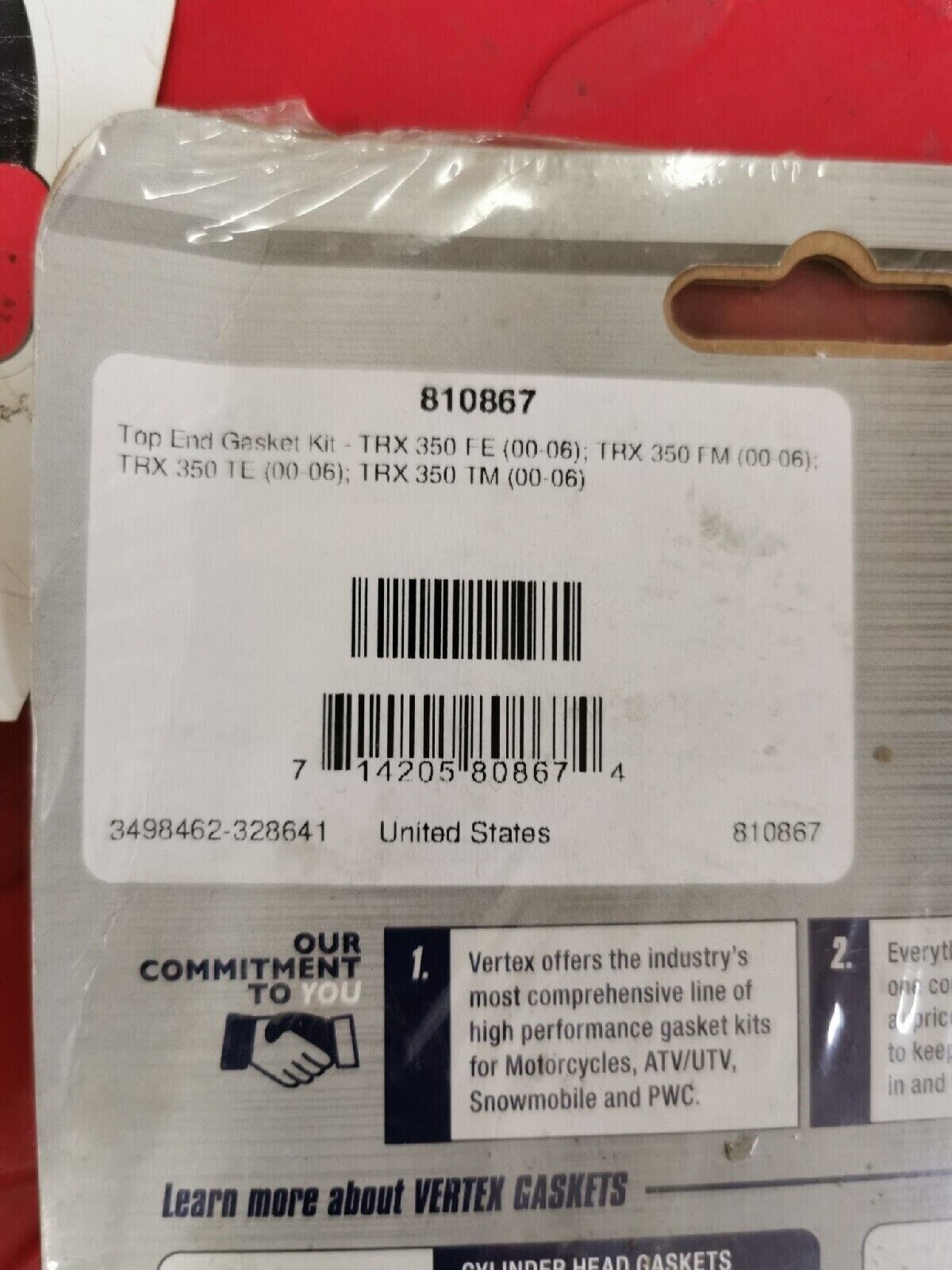 NOS VERTEX HONDA TRX300  TRX350 2000 - 2006 TOP END GASKET KIT  810867 J14