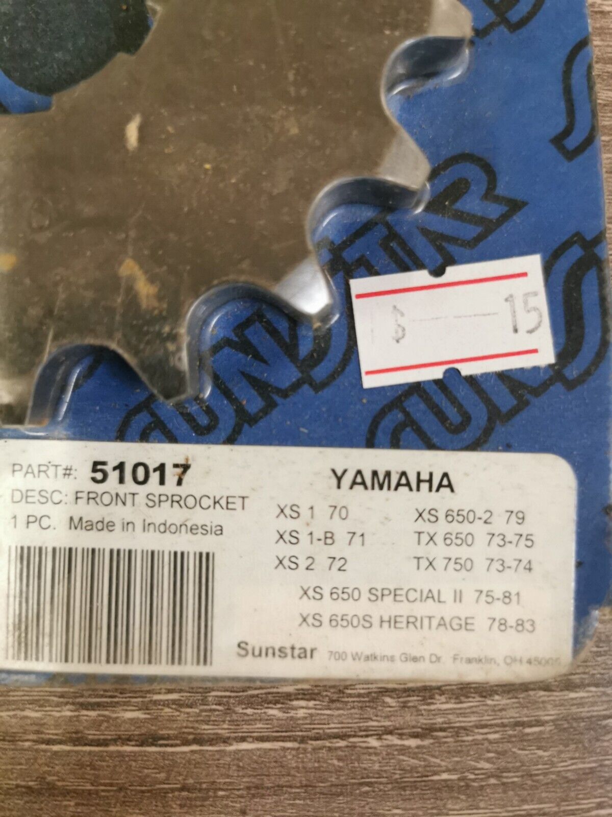 NOS SUNSTAR XS650 TX650 TX750 Front Wheel SPROCKET 17T 51017 J19