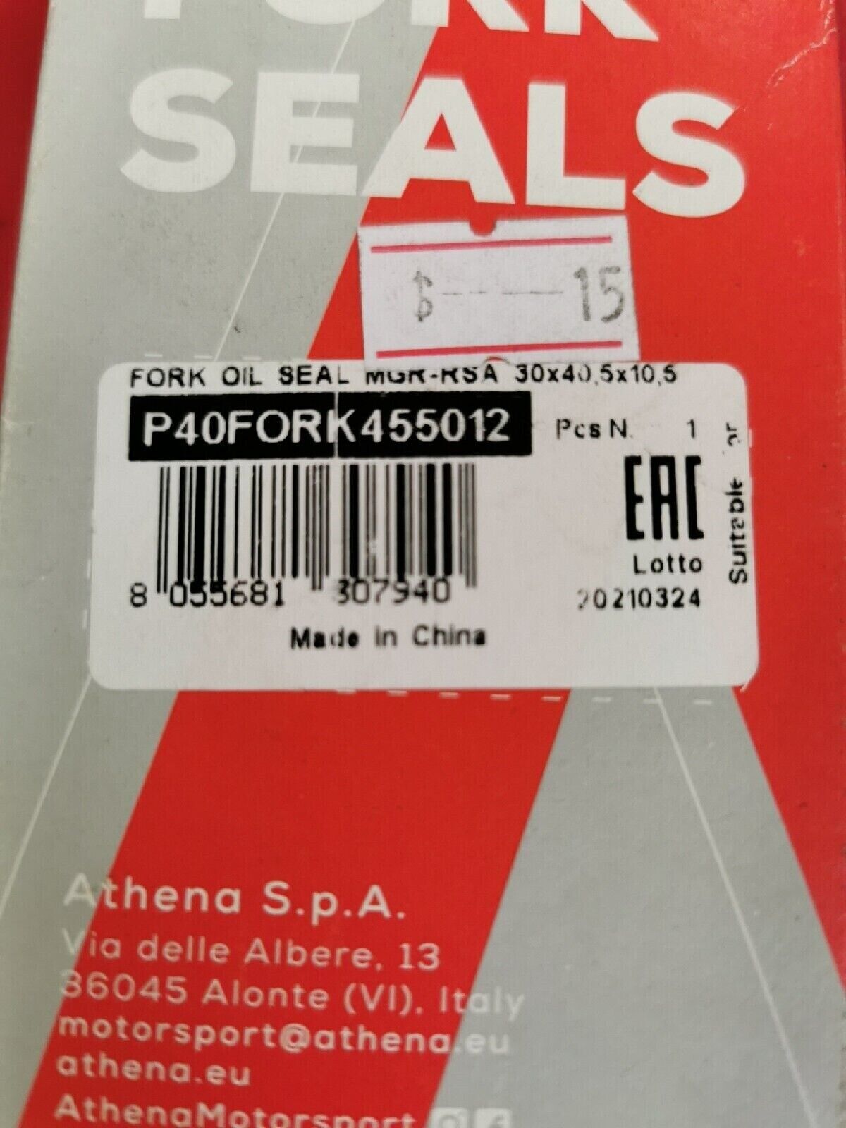 NOS ATHENA FORK OIL SEAL Suzuki 125GT  1974 - 1981   P40FORK455012 J13