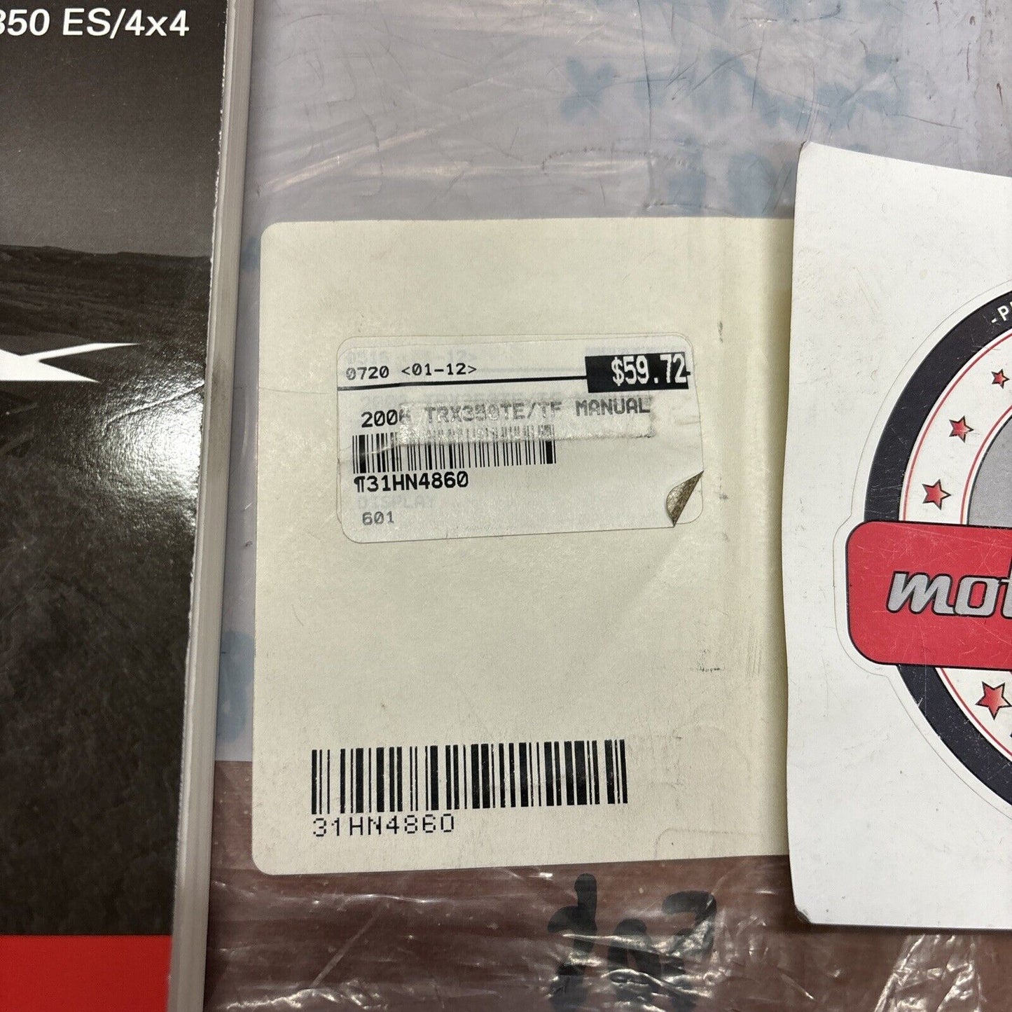 NOS Honda TRX350TE TRX350FE TRX350ES OWNER'S MANUEL 31HN4860 00X31-HN4-8600 H147