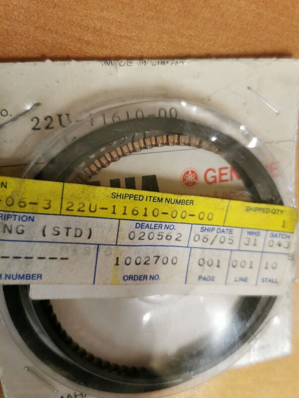 NOS YAMAHA XT225  TTR225 YTM225  1985 -2007 PISTON RING SET  29U-11610-00-00 Y48