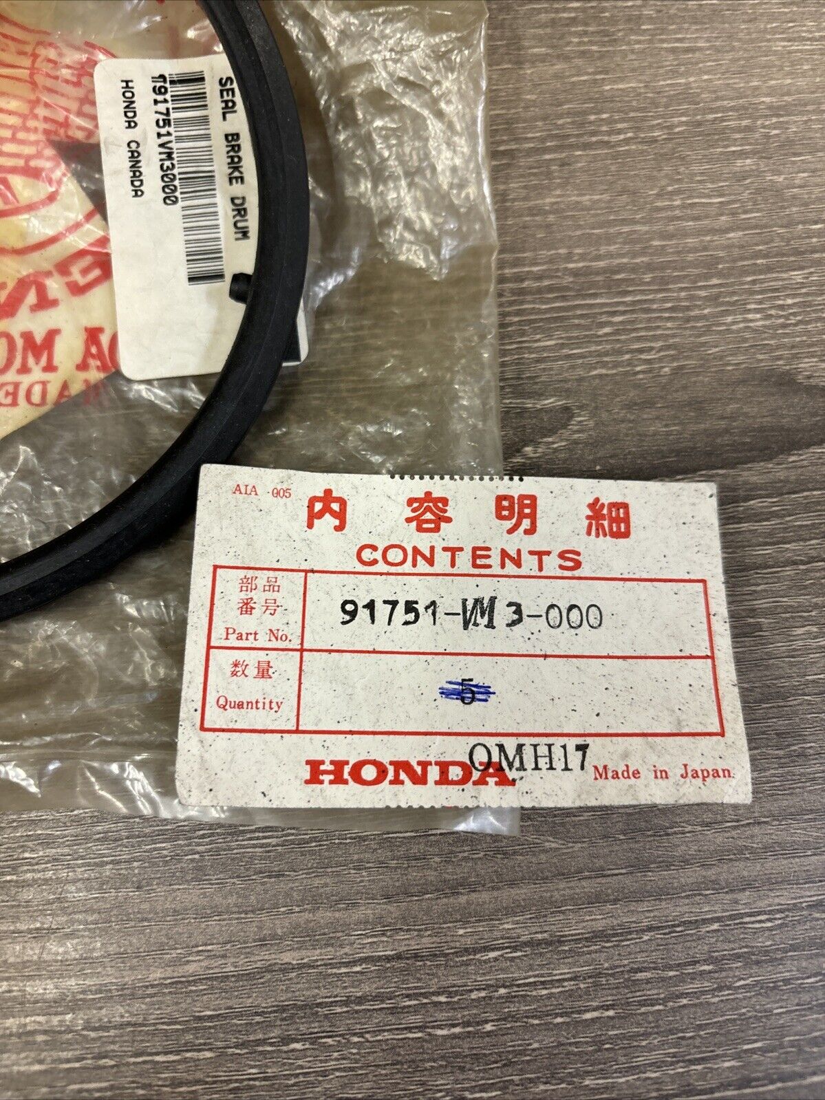 NOS Honda 1984 1985 ATC200M BRAKE DRUM SEAL 91751-VM3-000 H137
