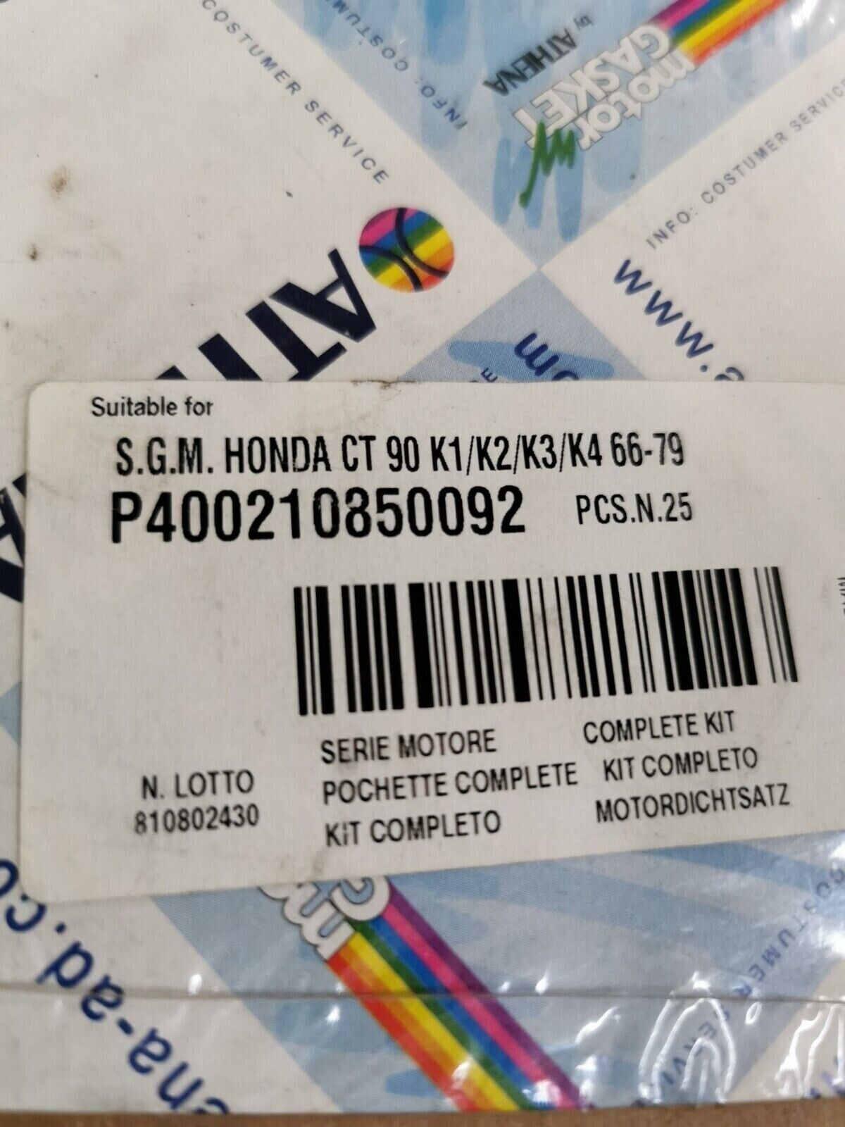 NOS ATHENA HONDA CT90 1966 - 1979 INCOMPLETE GASKET KIT SET P400210850092 J48
