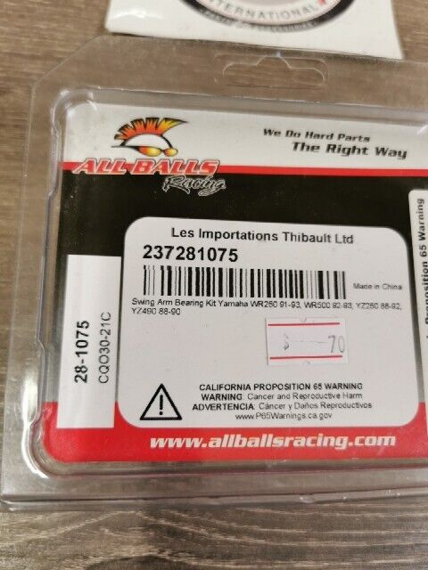 NOS ALL BALLS Yamaha WR250 YZ250 YZ490  Swing Arm Bearing Kit 28-1075 J54