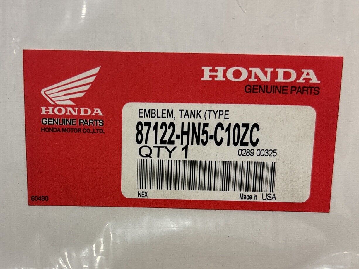 NOS Honda TRX350FE TRX350TE FUEL TANK TYPE 3 EMBLEM 87122-HN5-C10ZC H147