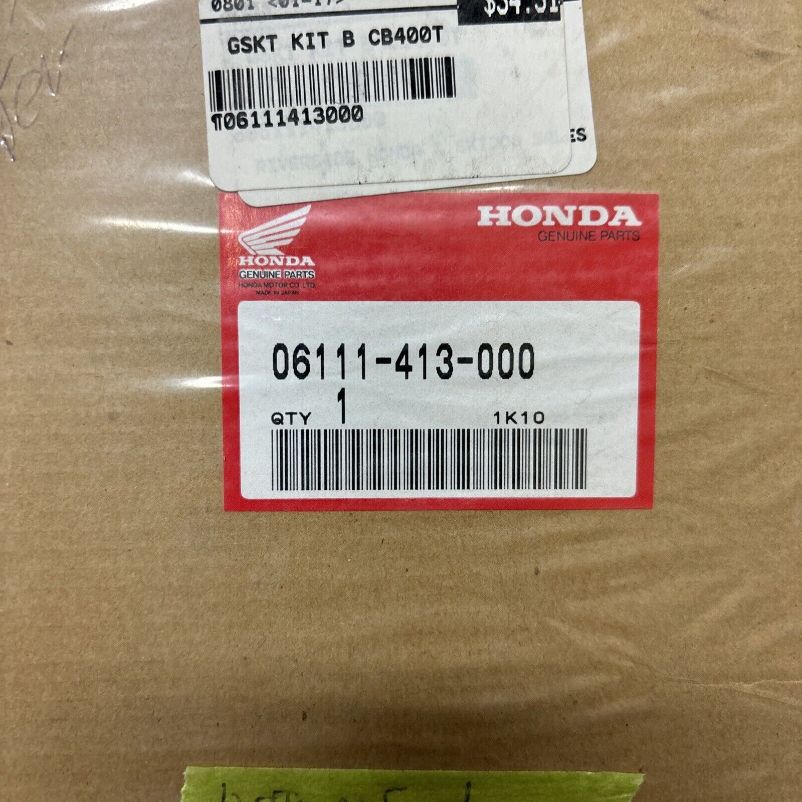 NOS Honda 1978 - 1981 CB400T BOTTOM END GASKET KIT B 06111-413-000 H147