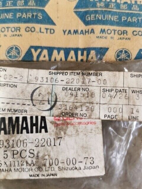 NOS YAMAHA YZ100J IT175G YZ100K YZ125G 1980 OIL SEAL 93106-22017-00 Y159
