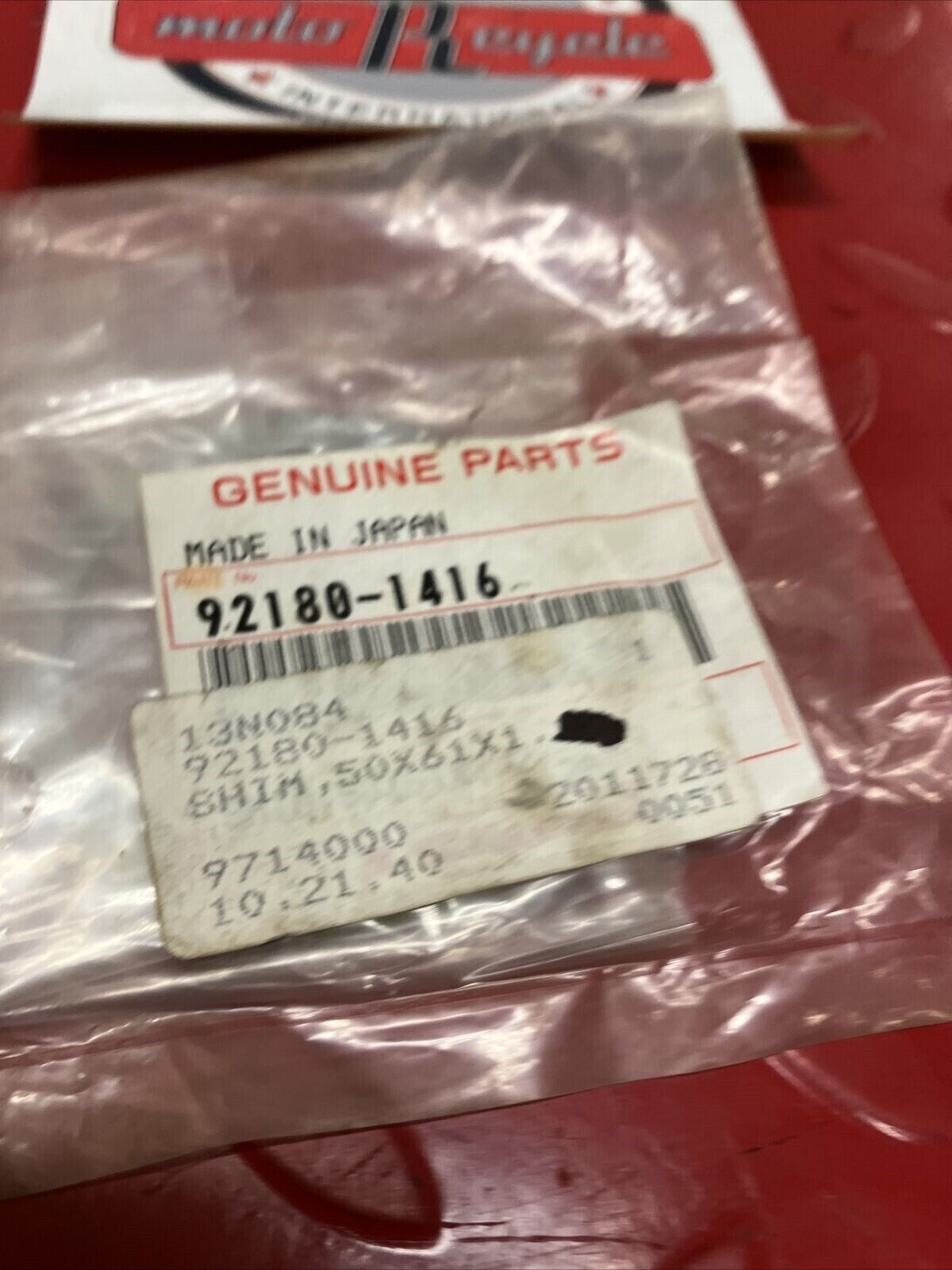 NOS KAWASAKI SHIM 50X61X1.20 92180-1416 K13