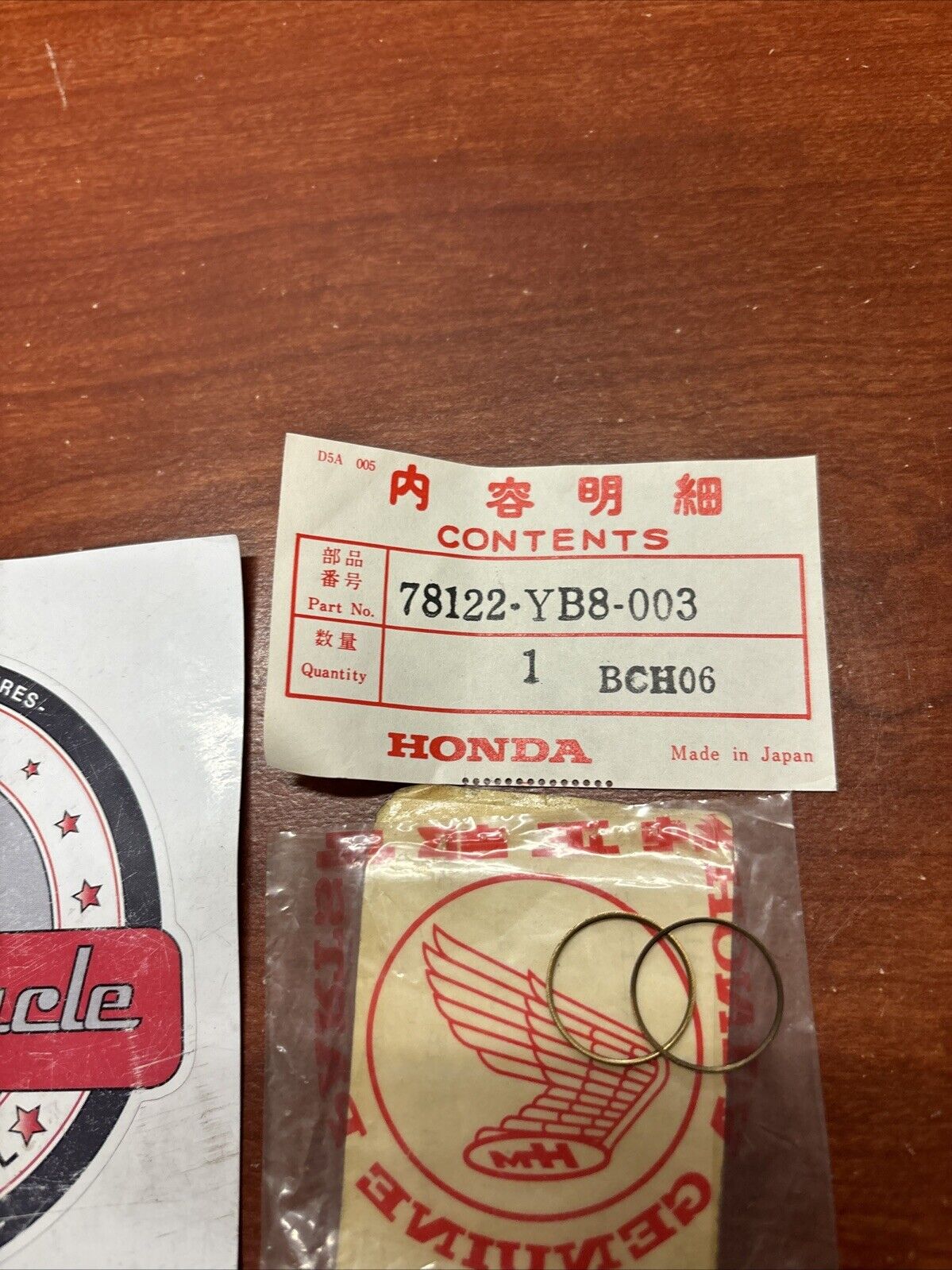 NOS Honda WT20X K1 K2 ADJUSTER SHIM QTY.2 78122-YB8-003 H162