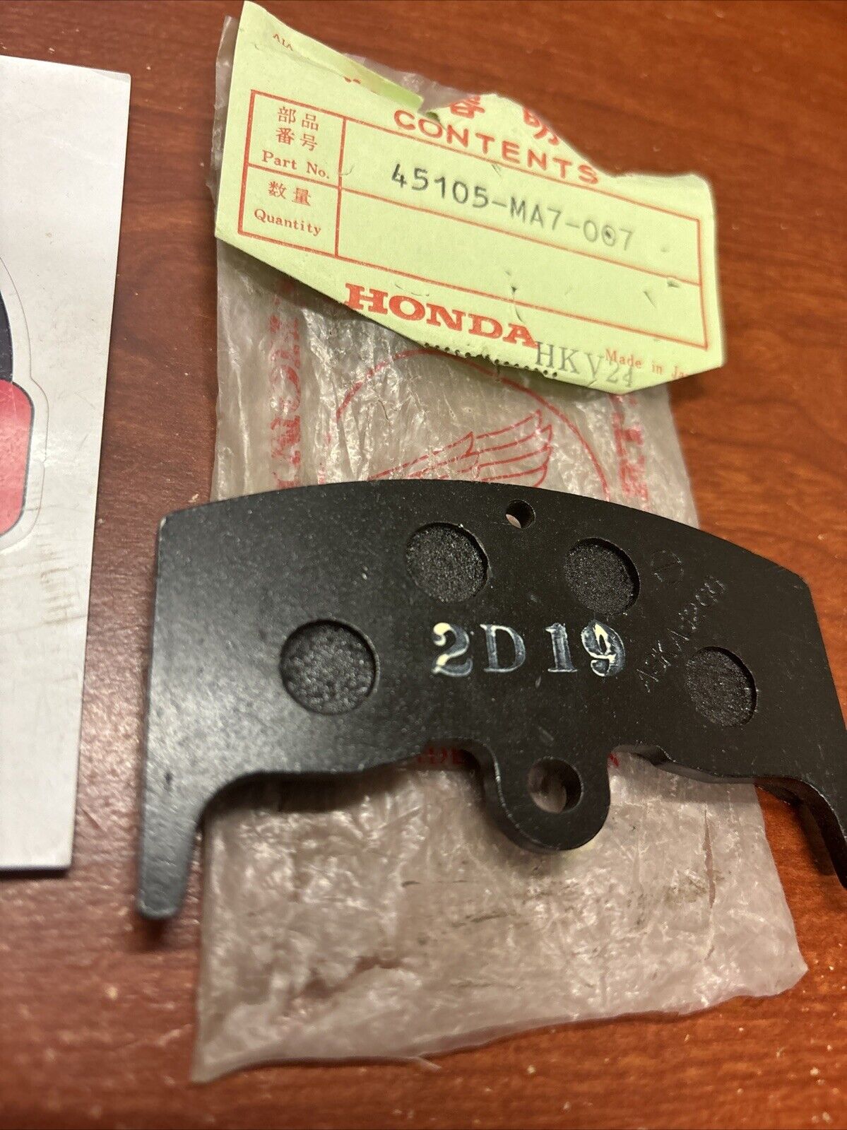 NOS Honda 1982 1983 CBX550F FRONT BRAKE PAD 45105-MA7-007 SUB 45105-MA7-004 H172