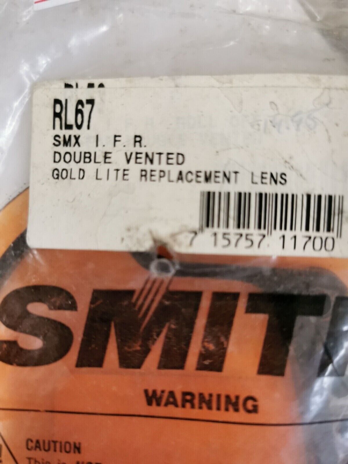 NOS Smith DOUBLE VENTED GOLD LITE REPLACEMENT LENS RL67 J24