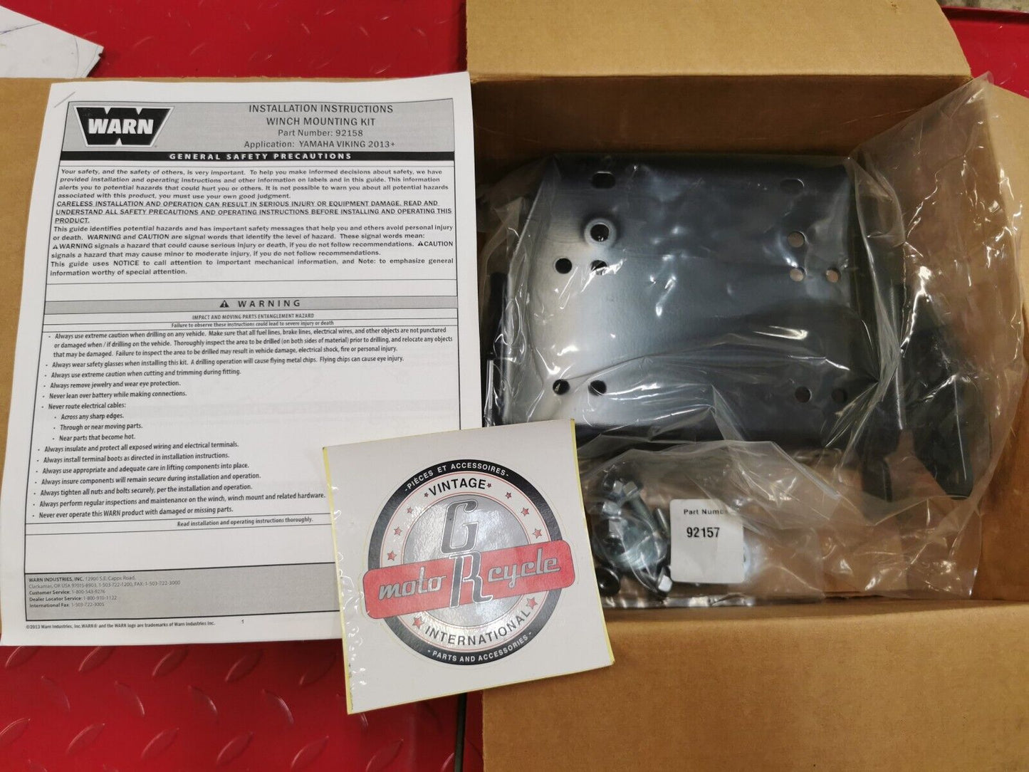 NOS YAMAHA Winch Mount Kit WARN 92158 UTV-92158-00-00