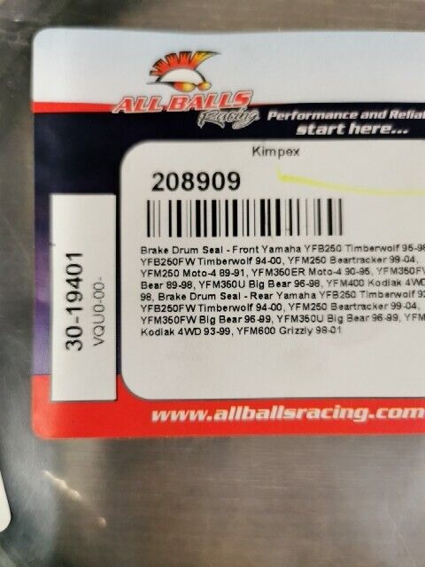 NOS ALL BALLS YFB250 YFB250FW YFM250 Brake Drum Seal Front 30-19401 J54