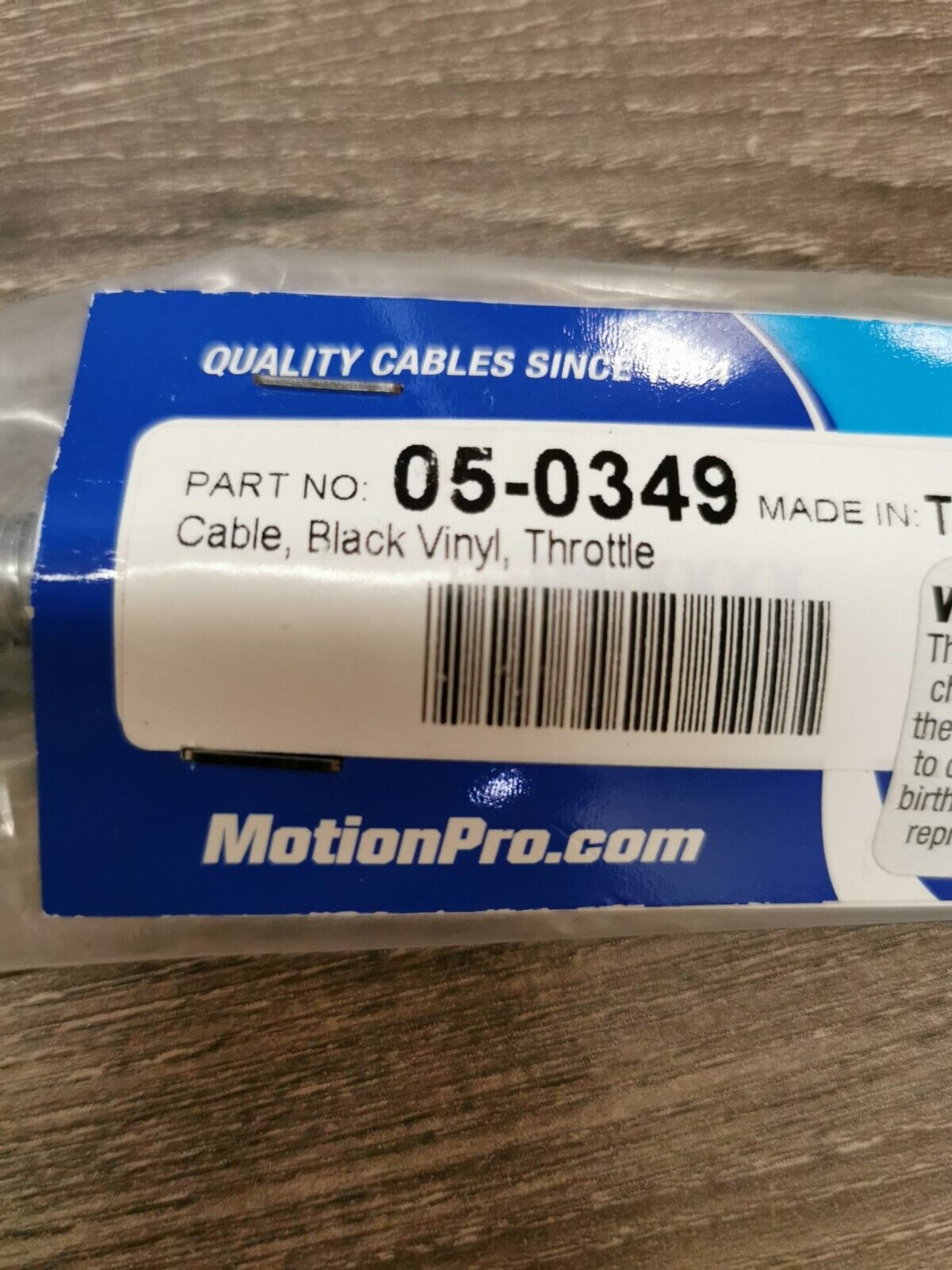 NOS MOTION PRO YAMAHA BIG BEAR YFM250 Black Vinyl Throttle Cable 05-0349 J41