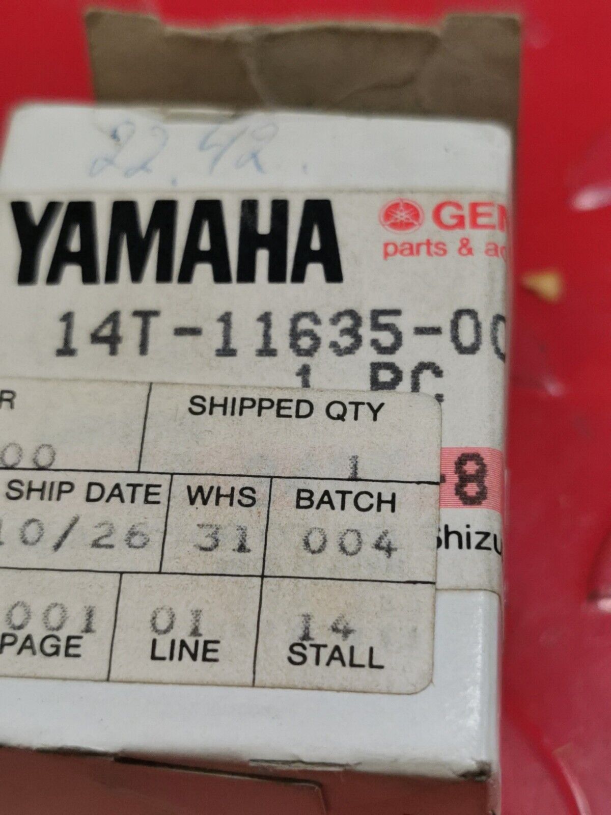 NOS YAMAHA  PISTON 1ST 0 S 0.25MM 14T-11635-00-00 SUPERCEDED 3CP-11635-00-00 Y33