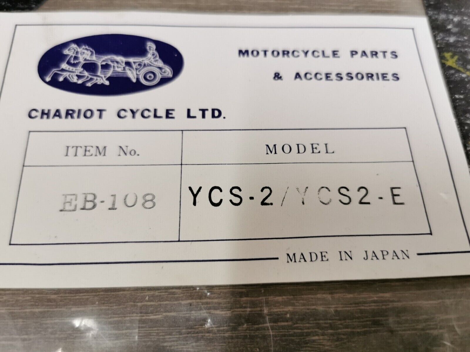 NOS CHARIOT CYCLE  GASKET KIT SET INCOMPLETE MODEL YCS-2 YCS2-E  EB-108 J48