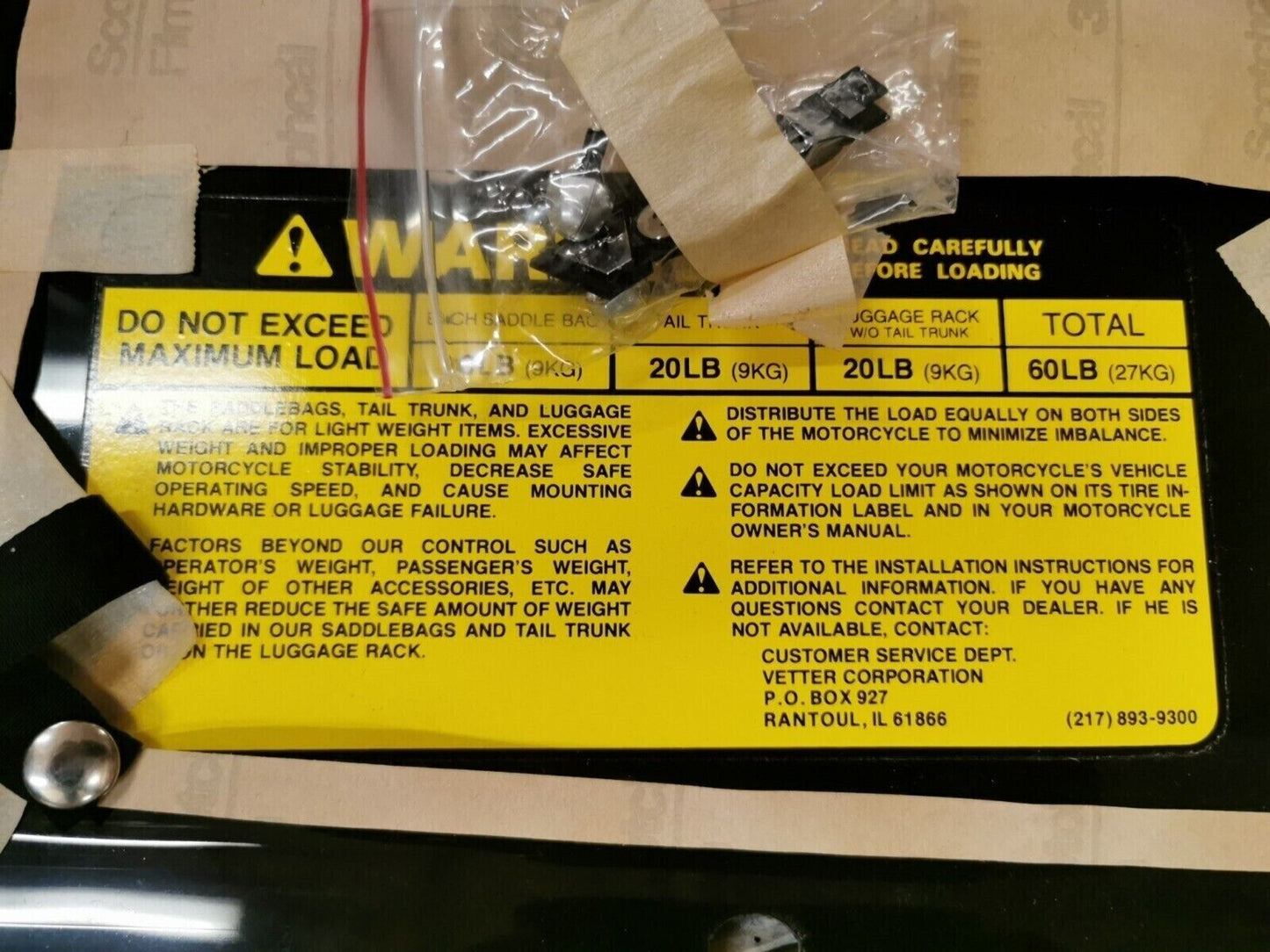 NOS VETTER SADDLE BAG COVER KIT LEFT RIGHT J22