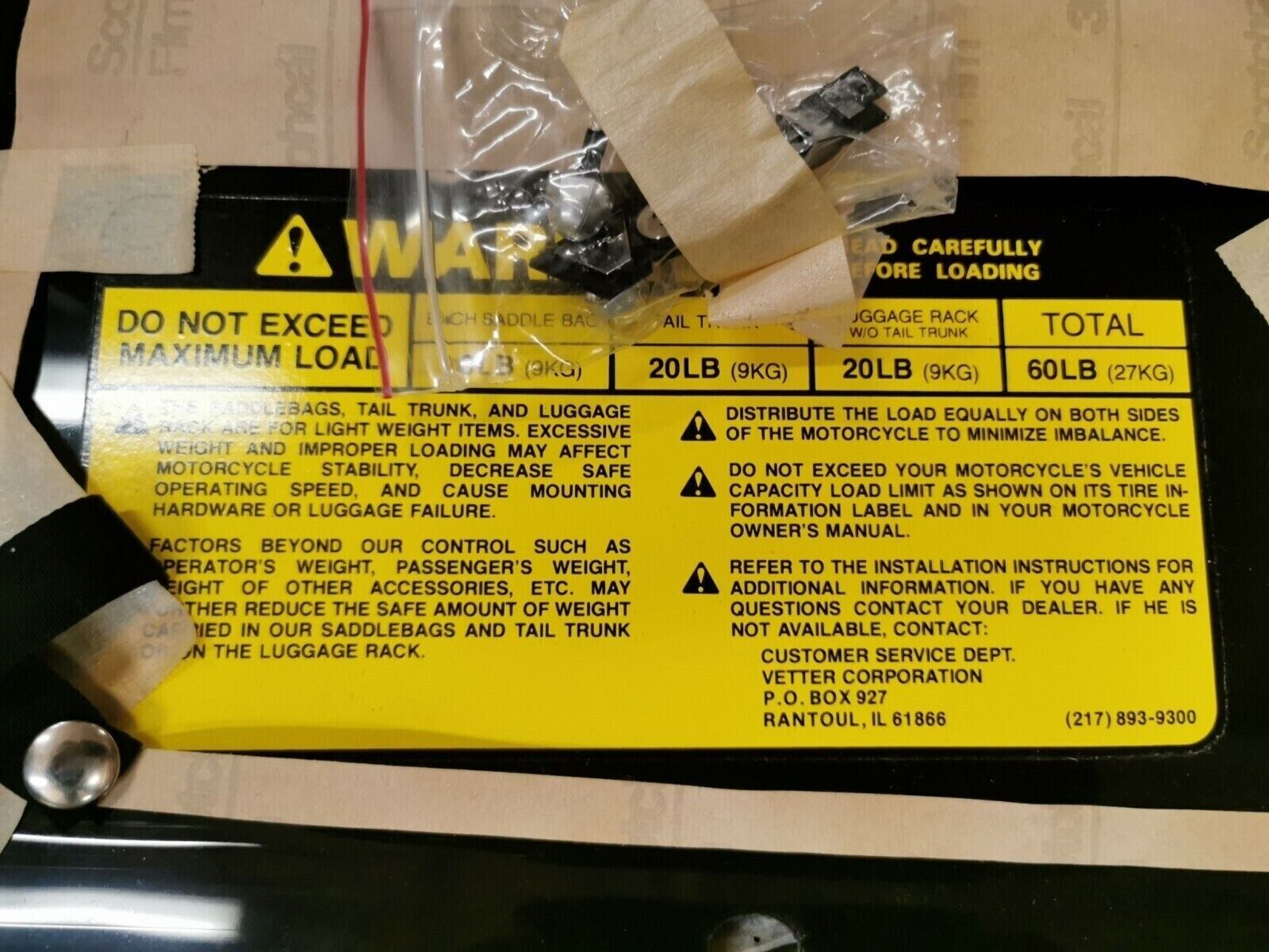 NOS VETTER SADDLE BAG COVER KIT LEFT RIGHT J22