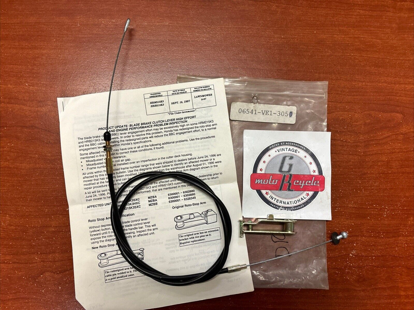 NOS Honda HRM215K3 HRB215K3 RECALL KIT 54530-VE2-M11 75130-VE1-L10 H160