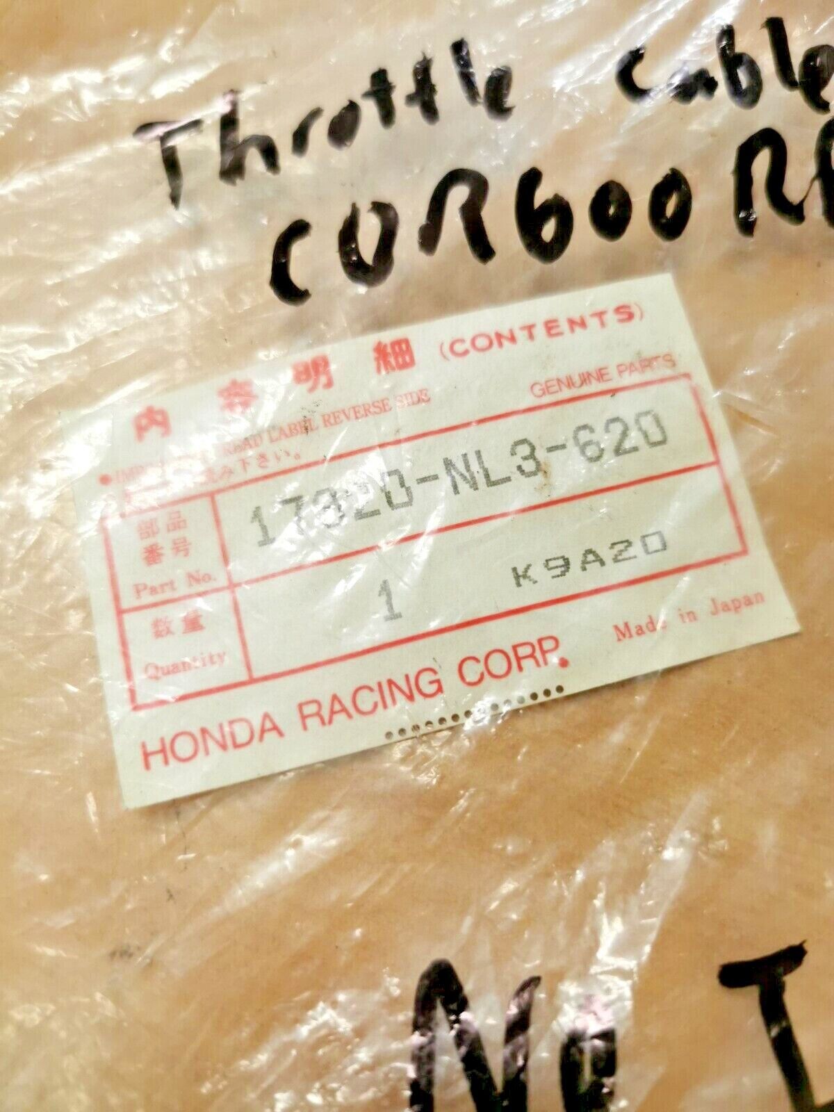 NOS HONDA  CBR600RR THROTTLE CABLE  17920-NL3-620  H22