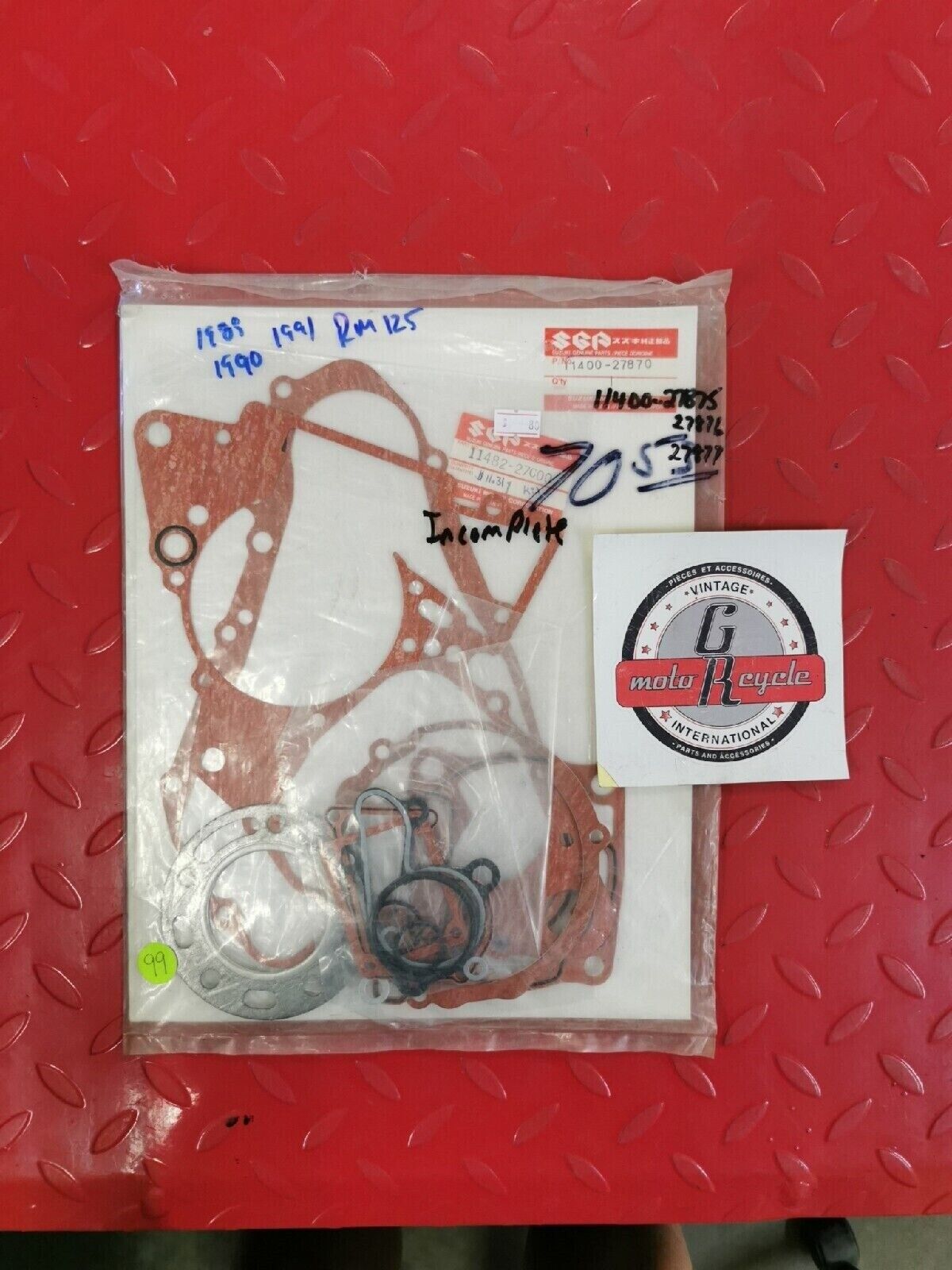 NOS SUZUKI RM125 89 90 91 INCOMPLETE GASKET SET Superseded by 11400-27877 S14