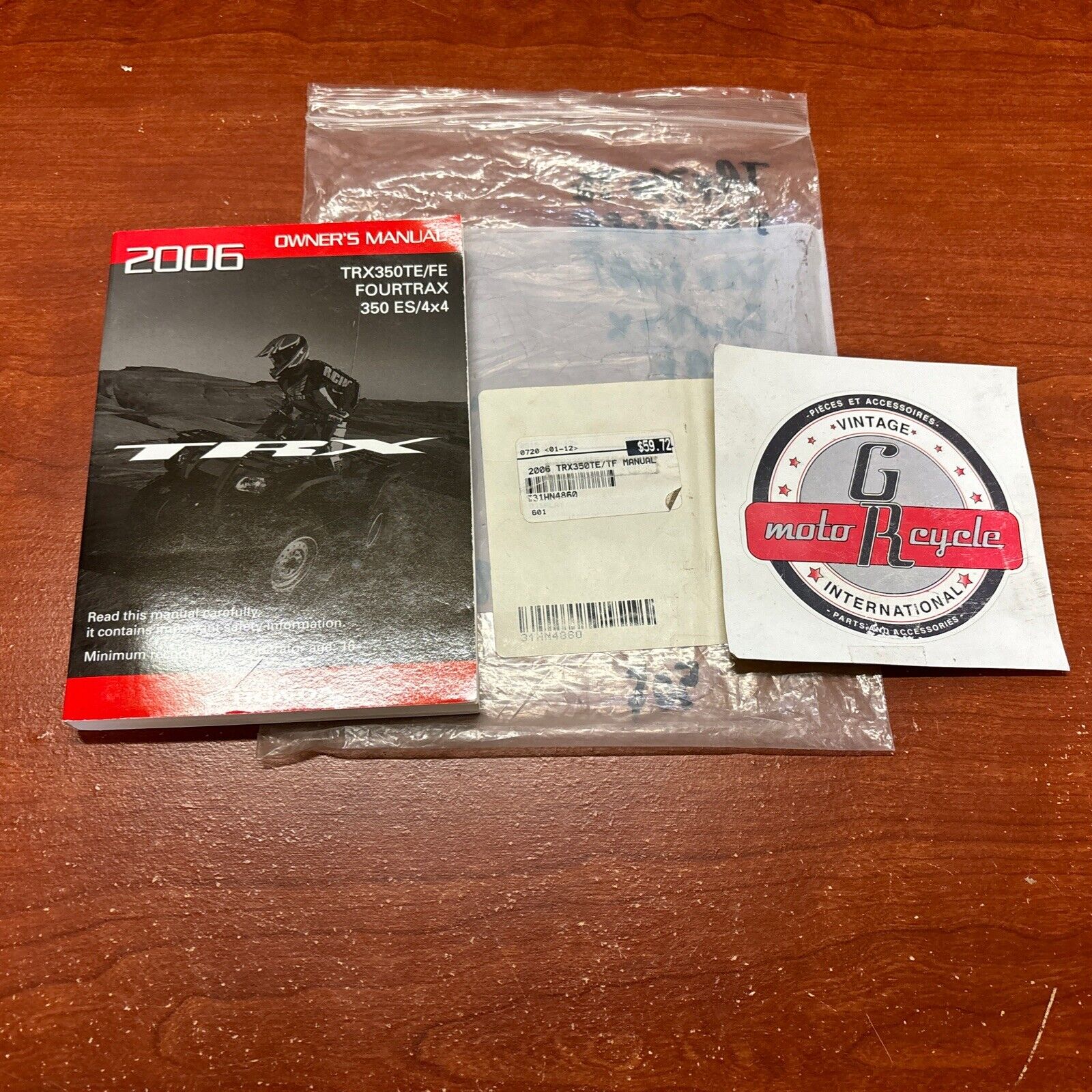 NOS Honda TRX350TE TRX350FE TRX350ES OWNER'S MANUEL 31HN4860 00X31-HN4-8600 H147