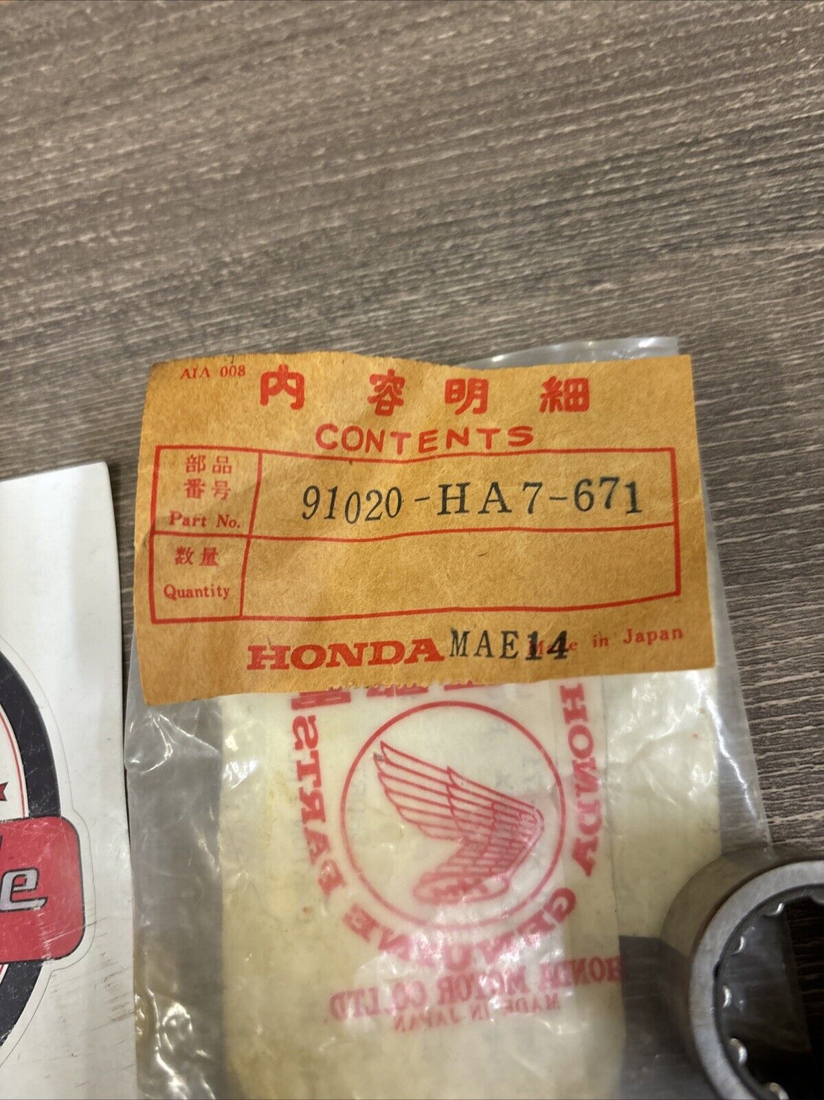 NOS Honda TRX350 TRX350D NEEDLE BEARING 22X34X20 91020-HA7-671 SUB H131
