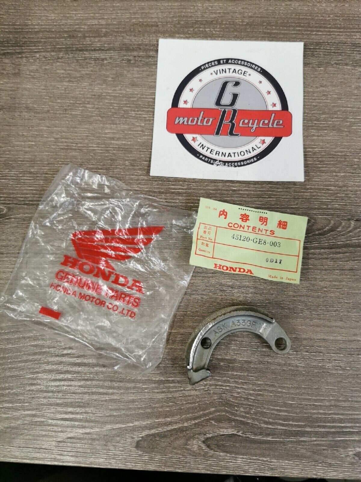 NOS HONDA NB50 NC50 1987 - 1997 SHOE COMP BRAKE 45120-GE8-003 H47
