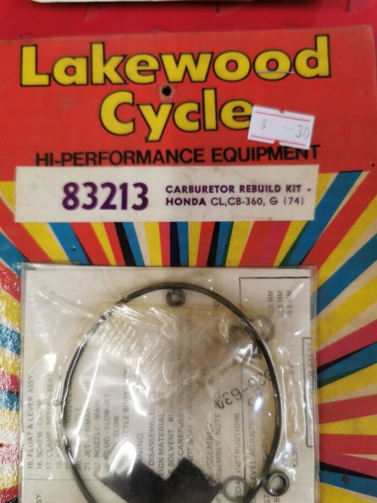 NOS LAKEWOOD CYCLE HONDA CL360 CB360   CARBURETOR REBUILD KIT 83313  J15