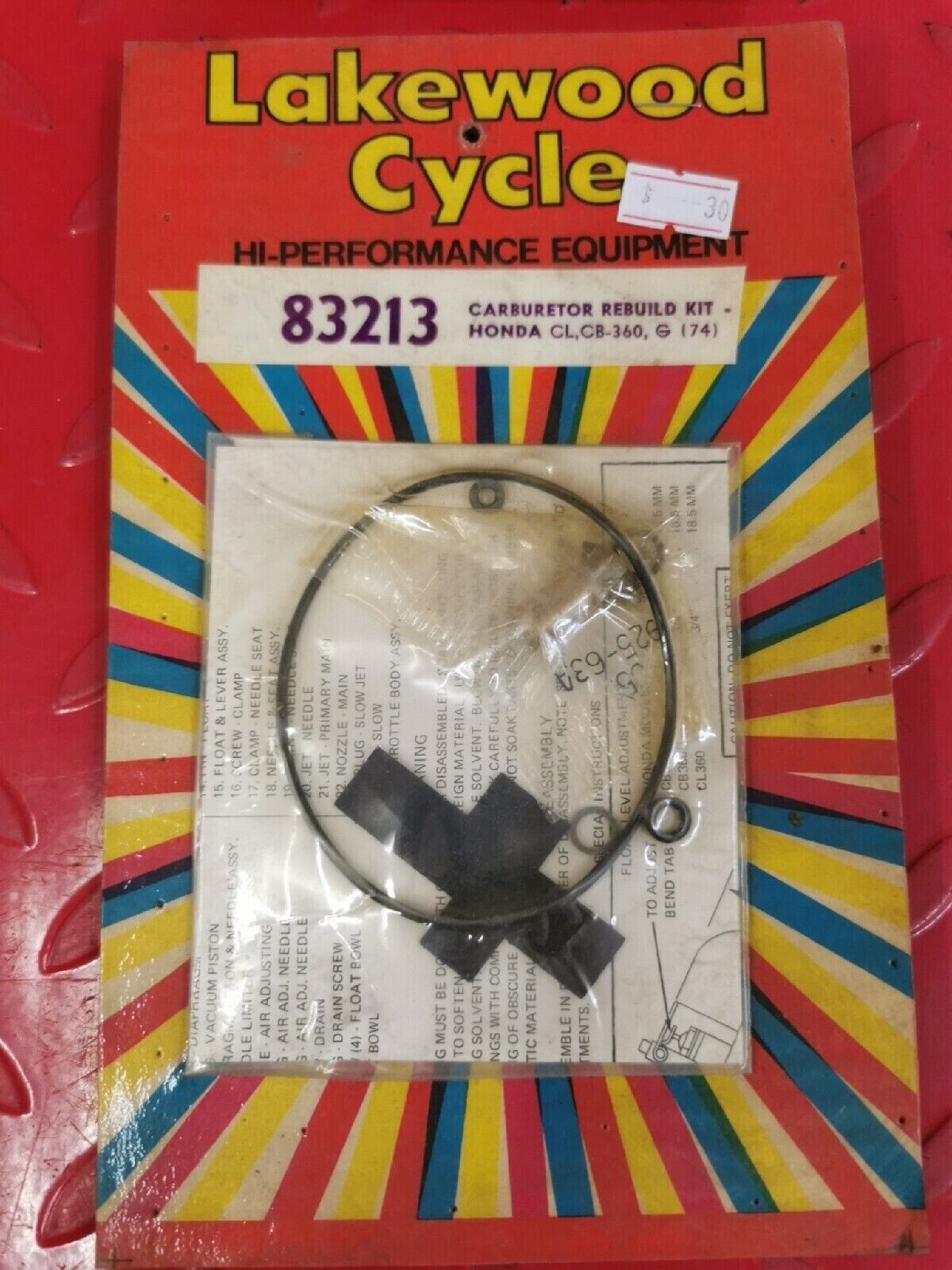 NOS LAKEWOOD CYCLE HONDA CL360 CB360   CARBURETOR REBUILD KIT 83313  J15