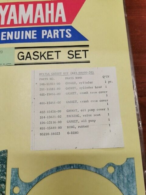 NOS Yamaha DT175 MX175 INCOMPLETE GASKET KIT 443-00000-20 443-00000-21-00 Y133