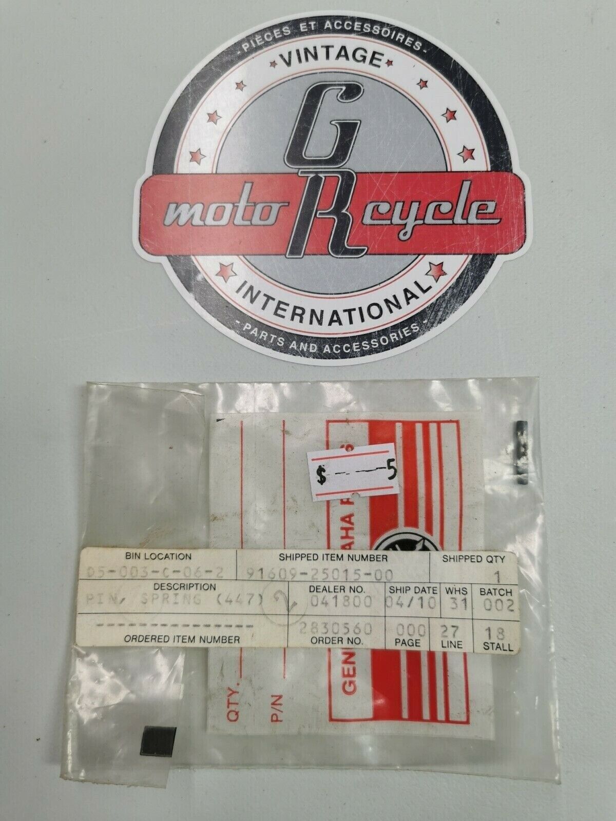 NOS Yamaha YSR50 PIN, SPRING Superseded by 91690-25016-00 Y4