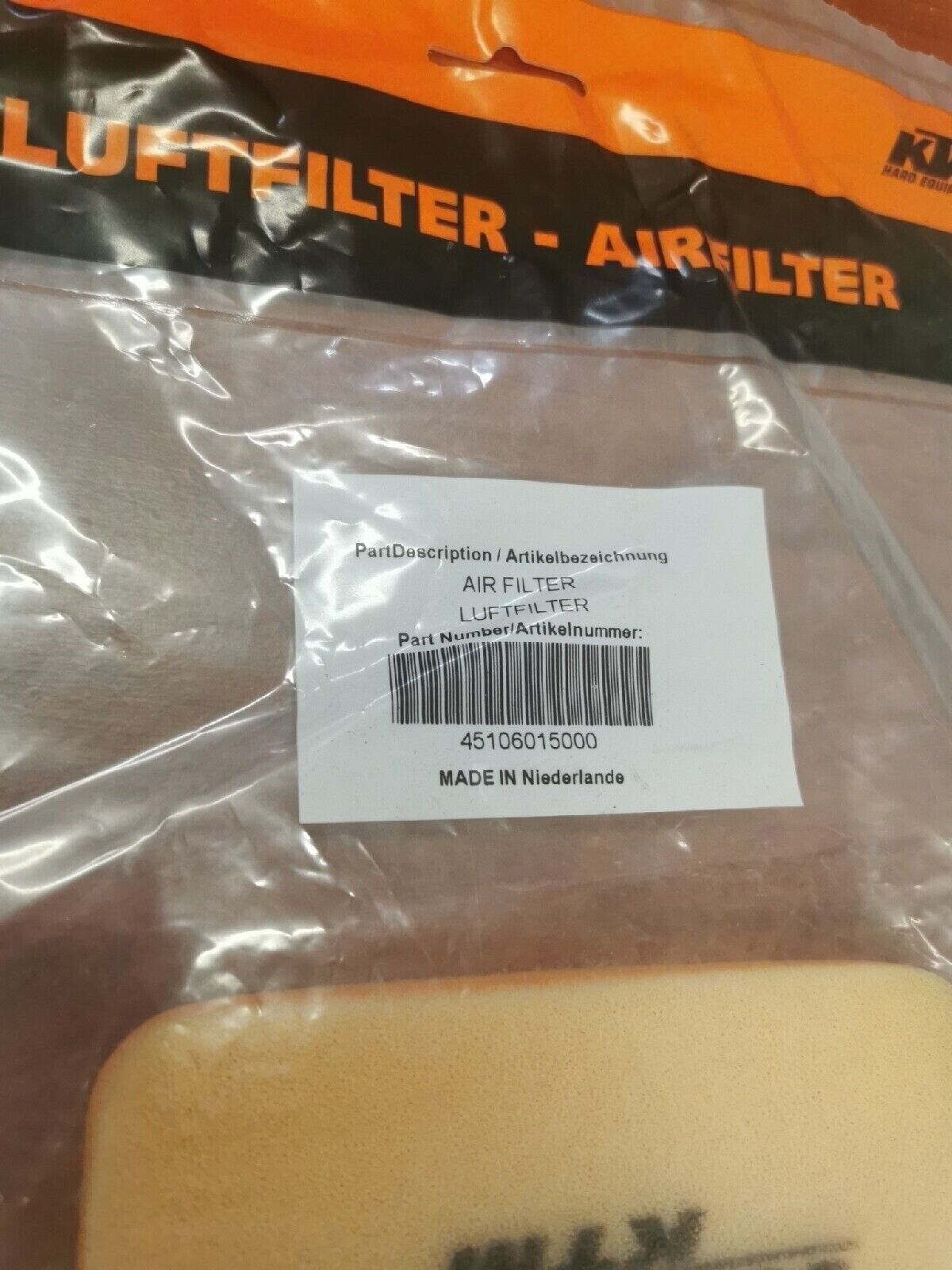 NOS KTM 50SX AIR FILTER 50CC 45106015000 KT3