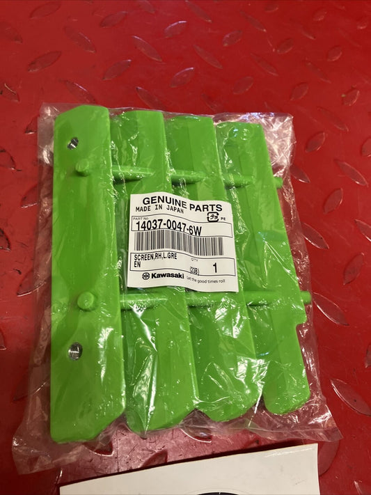 NOS KAWASAKI KX60 KX125 KDX200 KLX250R RADIATOR GUARD GRILLE 14037-0047-6W K100