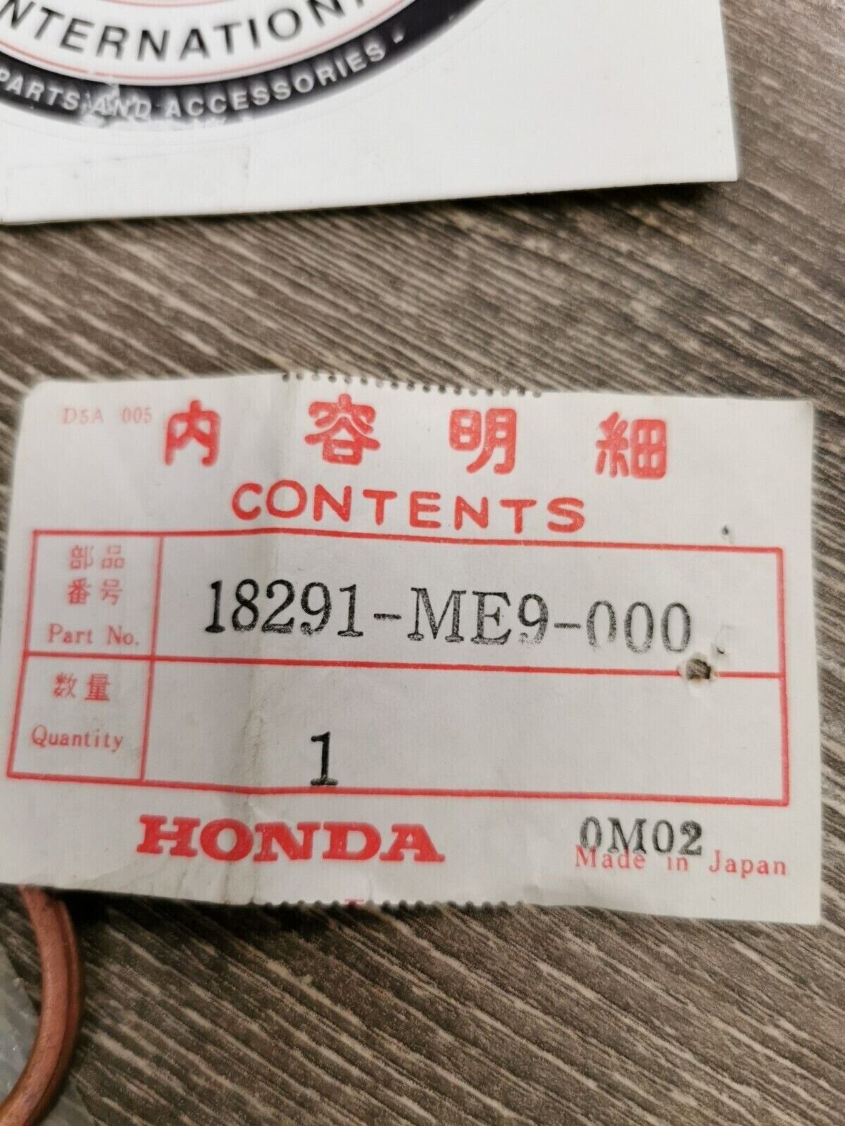 NOS HONDA VT1100C GASKET  EX  PIPE 18291-ME9-000 H56