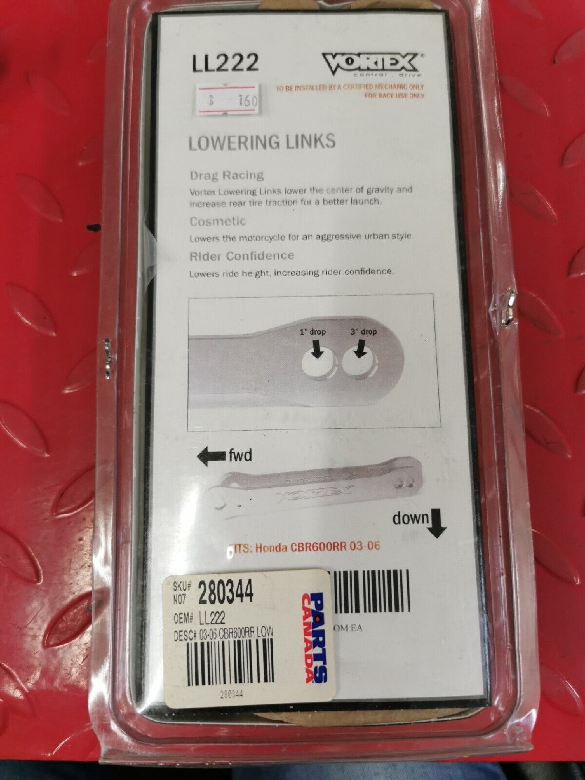 NOS VORTEX HONDA CBR600RR  2003 - 2006  LOWERING LINGS LL222 J17