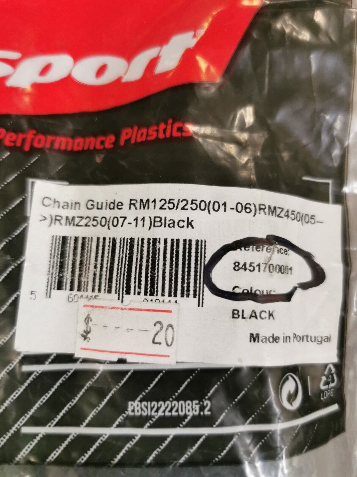 NOS POLISPORT SUZUKI RM125 RM250 RM450 RMZ250 CHAIN GUIDE 8451700001 J38