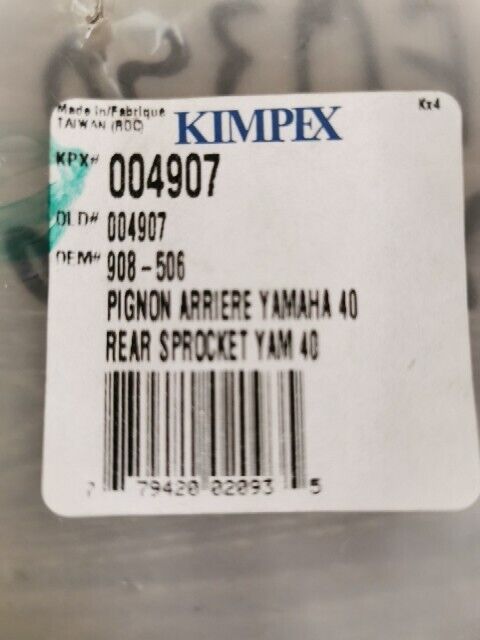 NOS KIMPEX YAMAHA YFM350 YFZ350 1987 1988 REAR Sprocket 40T 004907 J59