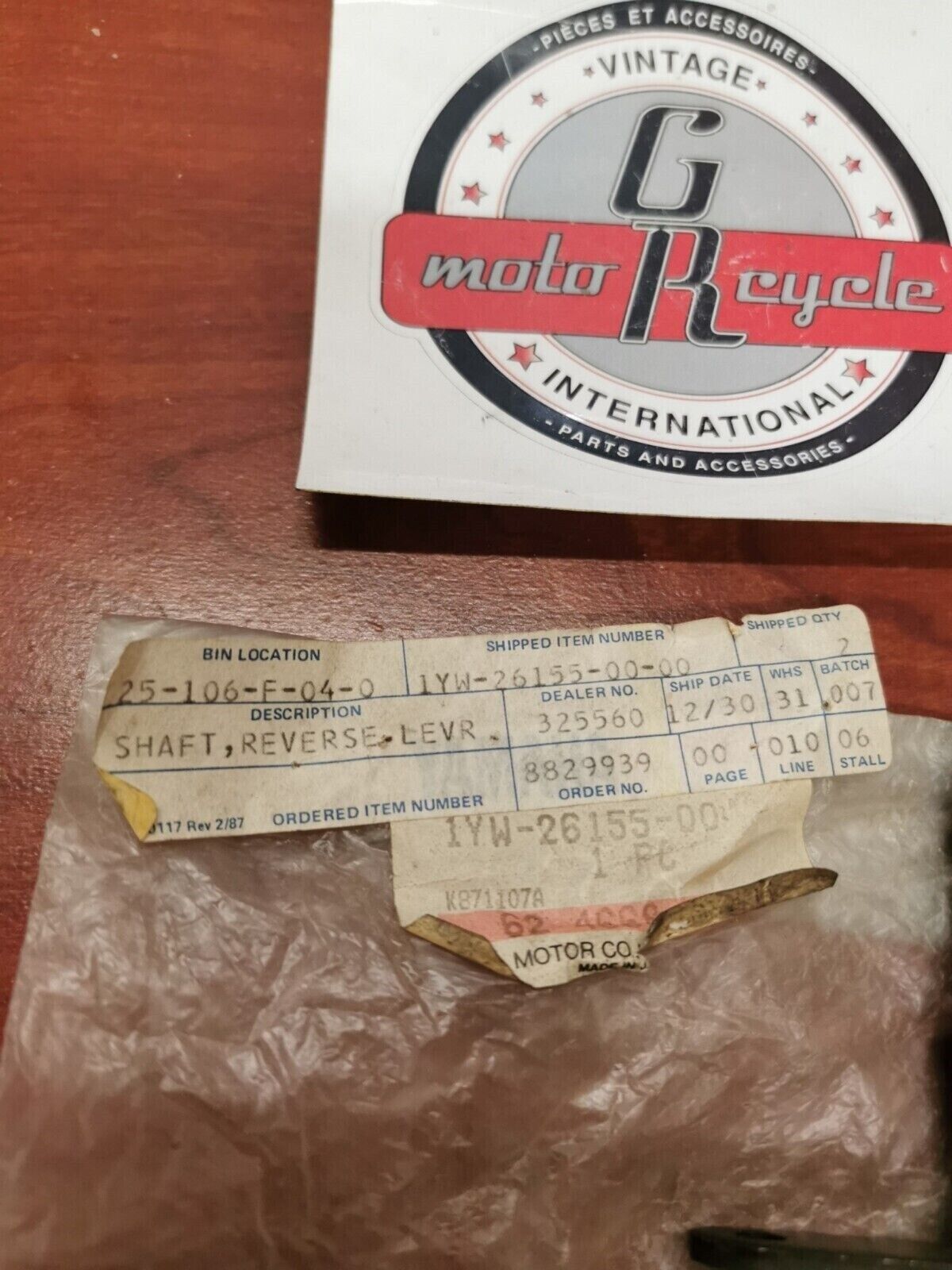 NOS Yamaha 1987 YFM350 REVERSE LEVER SHAFT 1YW-26155-00-00 Y87