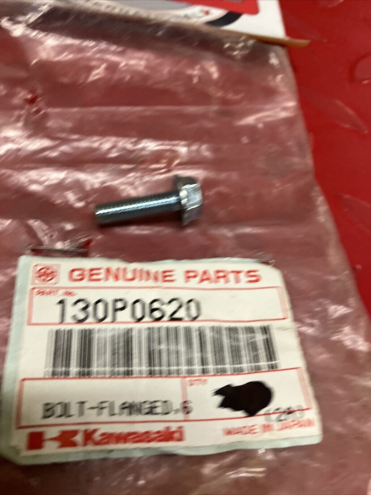 NOS KAWASAKI BOLT FLANGED 6X20 130P0620 K14