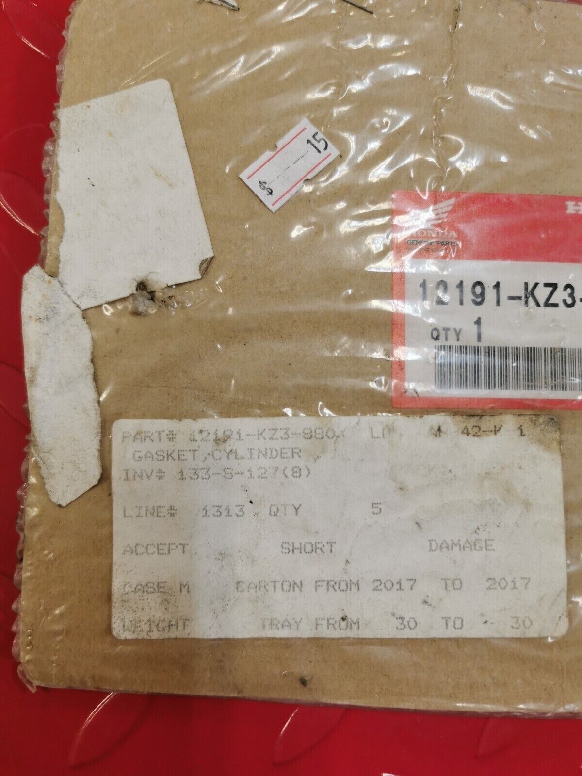 NOS Honda CR250R 1992 - 2001 GASKET CYLINDER 12191-KZ3-880 H10
