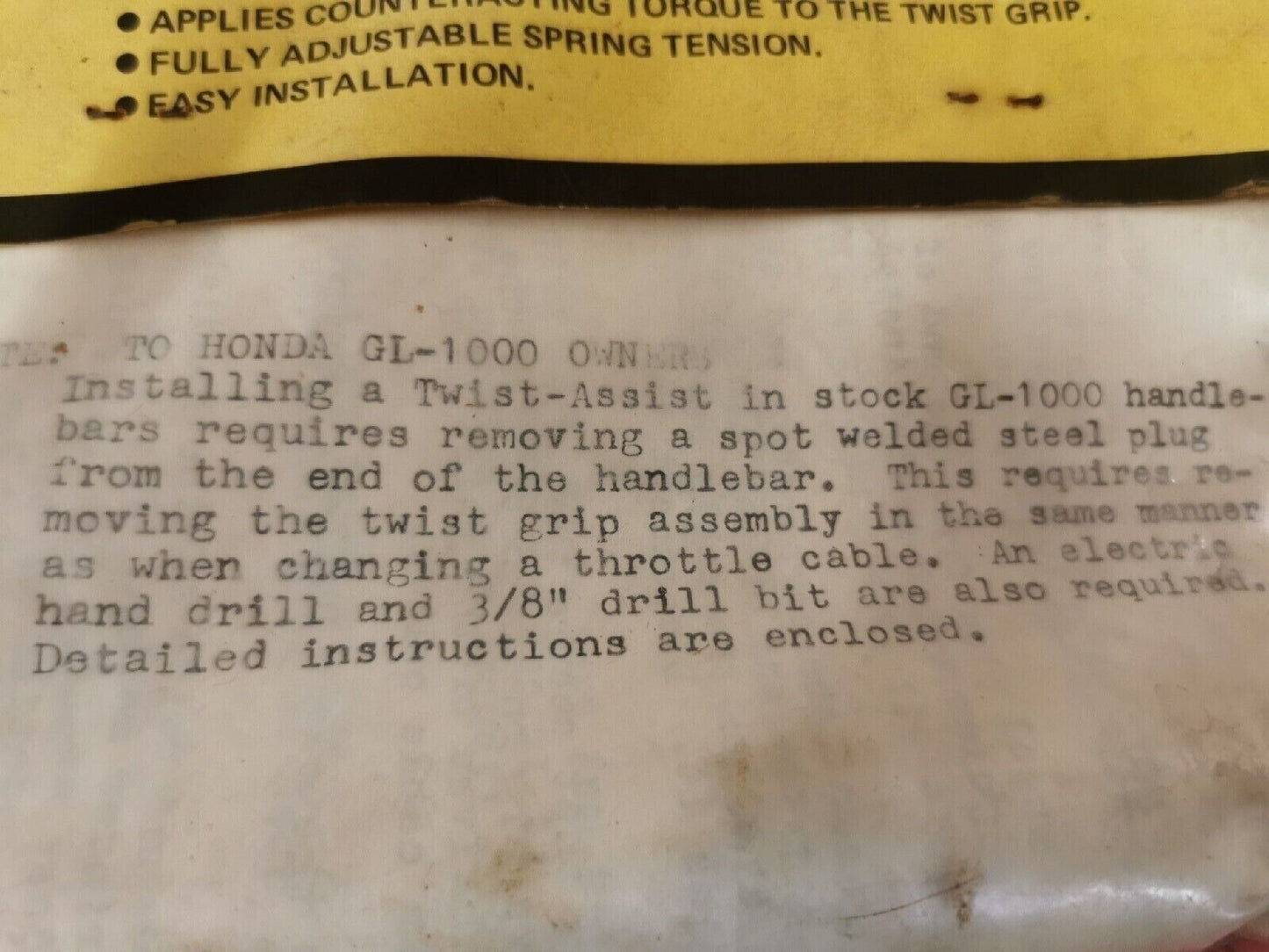 NOS TWIST ASSIST HONDA GL1000 MOTOCYCLE THROTTLE HELPER J15