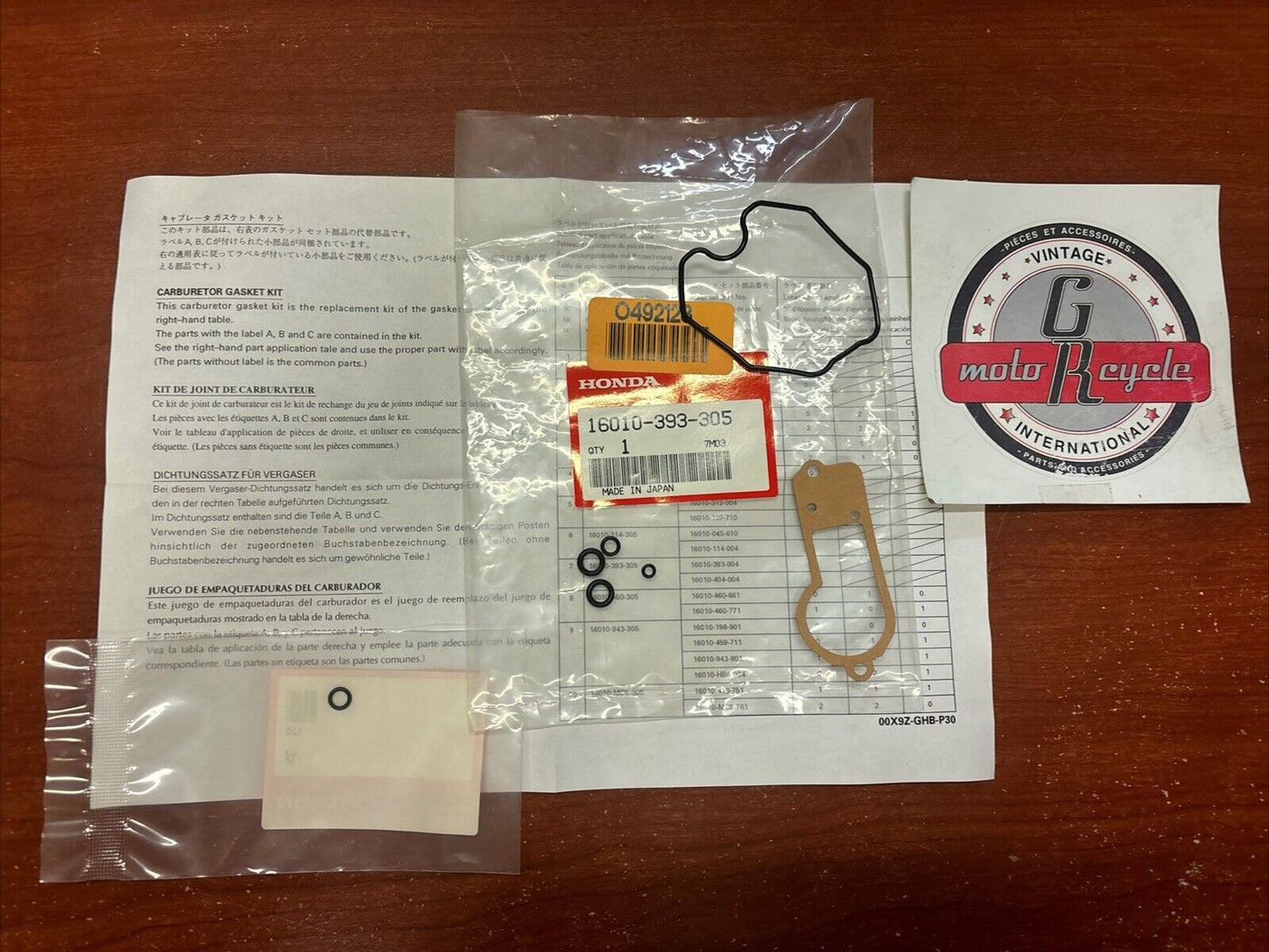 NOS Honda CB500K3 CB550 K CB750A CARBURETOR GASKET SET 16010-393-305 H140