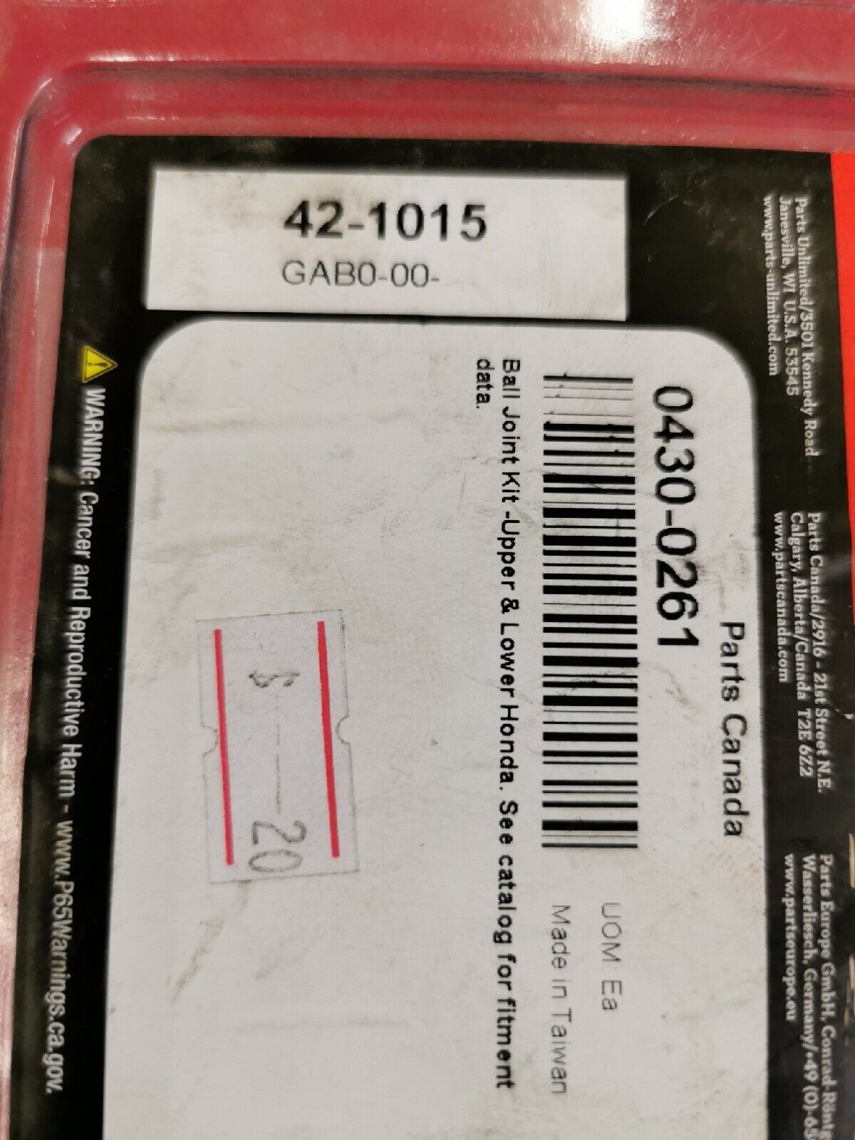 NOS MOOSE RACING HONDA TRX450 TRX500 Ball Joint Kit Upper Lower  42-1015 J13