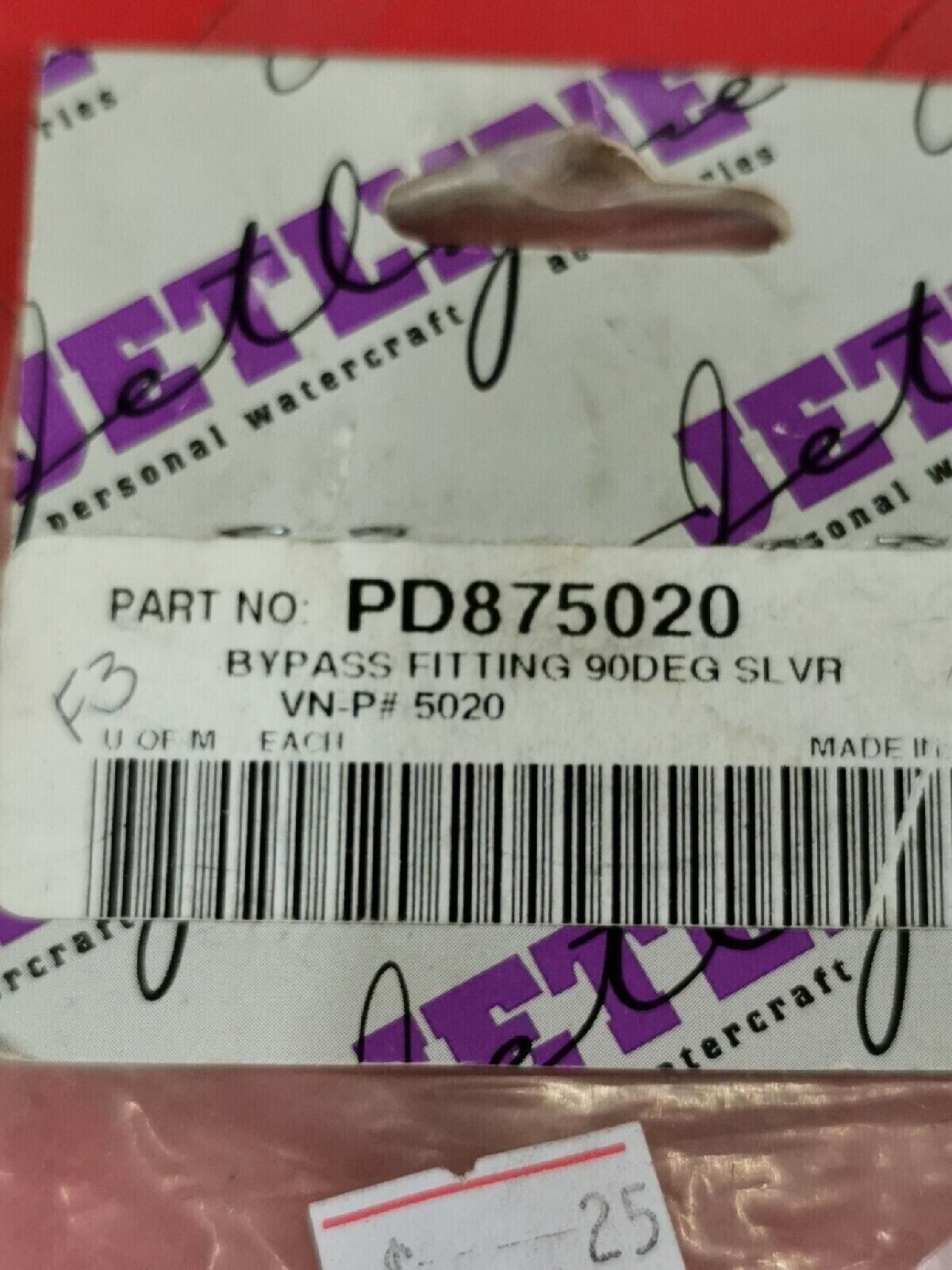 NOS JETLYNE    BYPASS FITTING 90 DEGREE  PD875020  J11