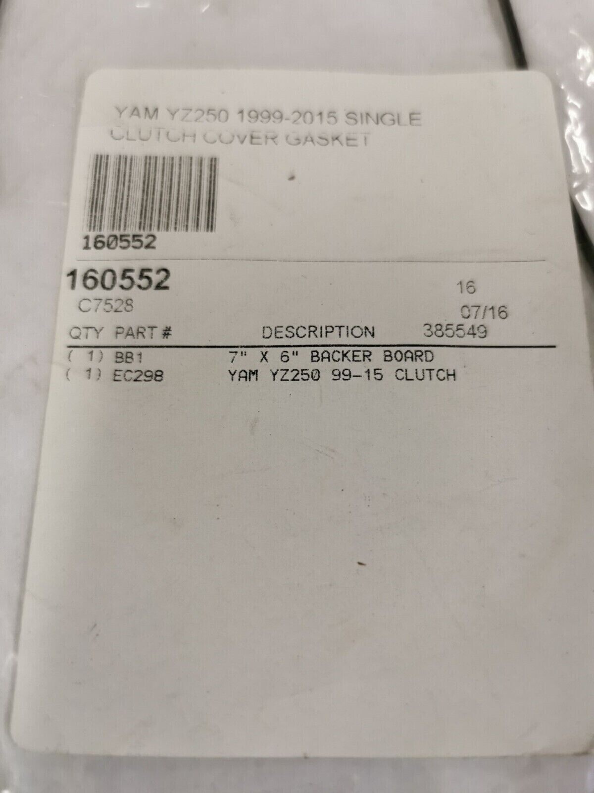 NOS YAMAHA YZ250 YZ250X 1999 - 2015 CLUTCH COVER GASKET C7528 J45