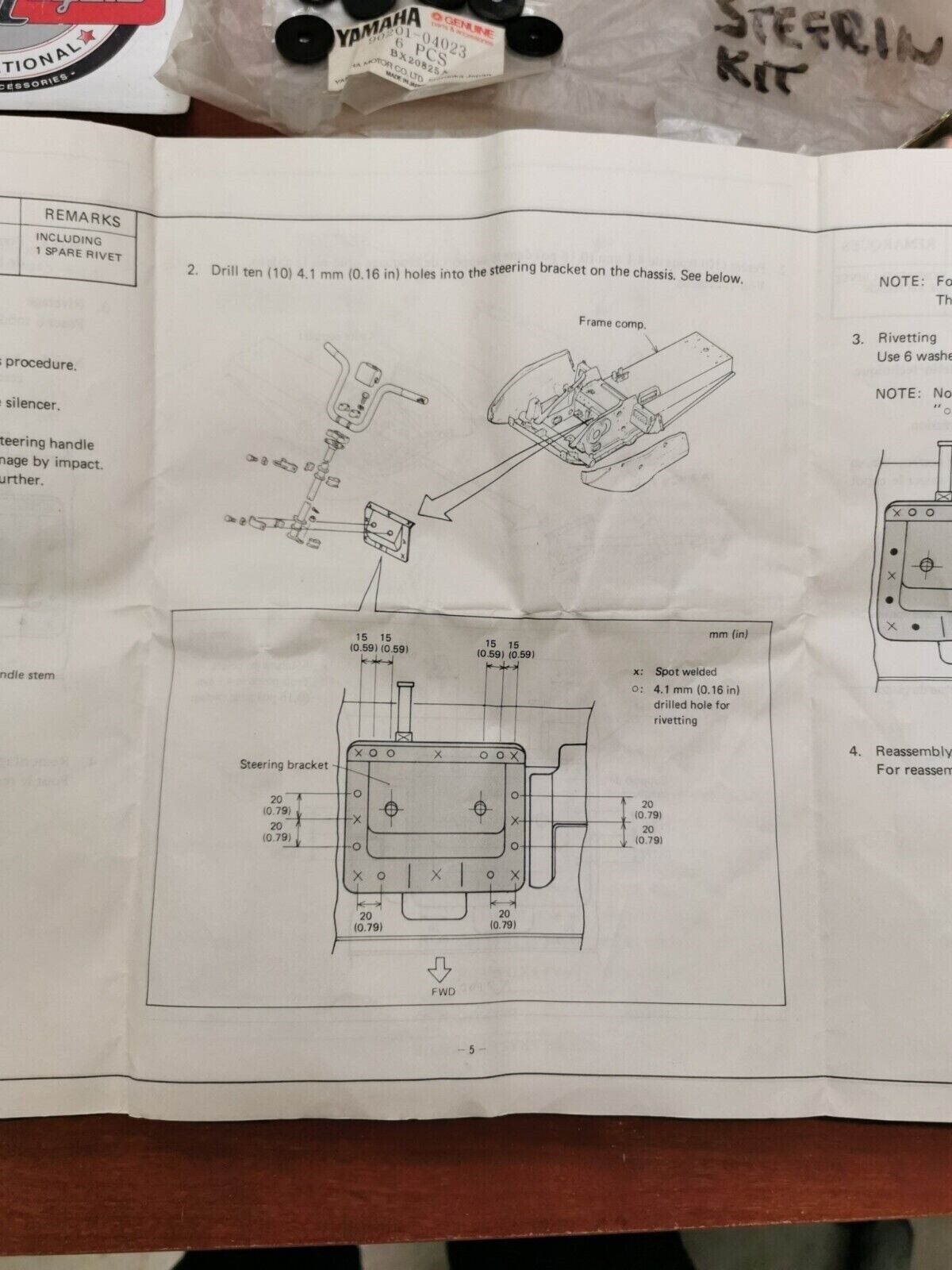 NOS Yamaha BR250F STEERING MODIF. KIT 90891-50026-00 SUB. 90891-50025-00 Y88