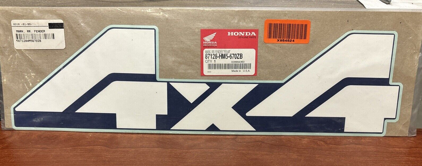 NOS Honda 1994 1995 TRX300FW REAR FENDER TYPE 2 MARK 87128-HM5-670ZB H147