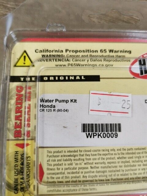 NOS HOT RODS HONDA CR125R 1990 - 2004 WATER PUMP KIT WPK0009 J54