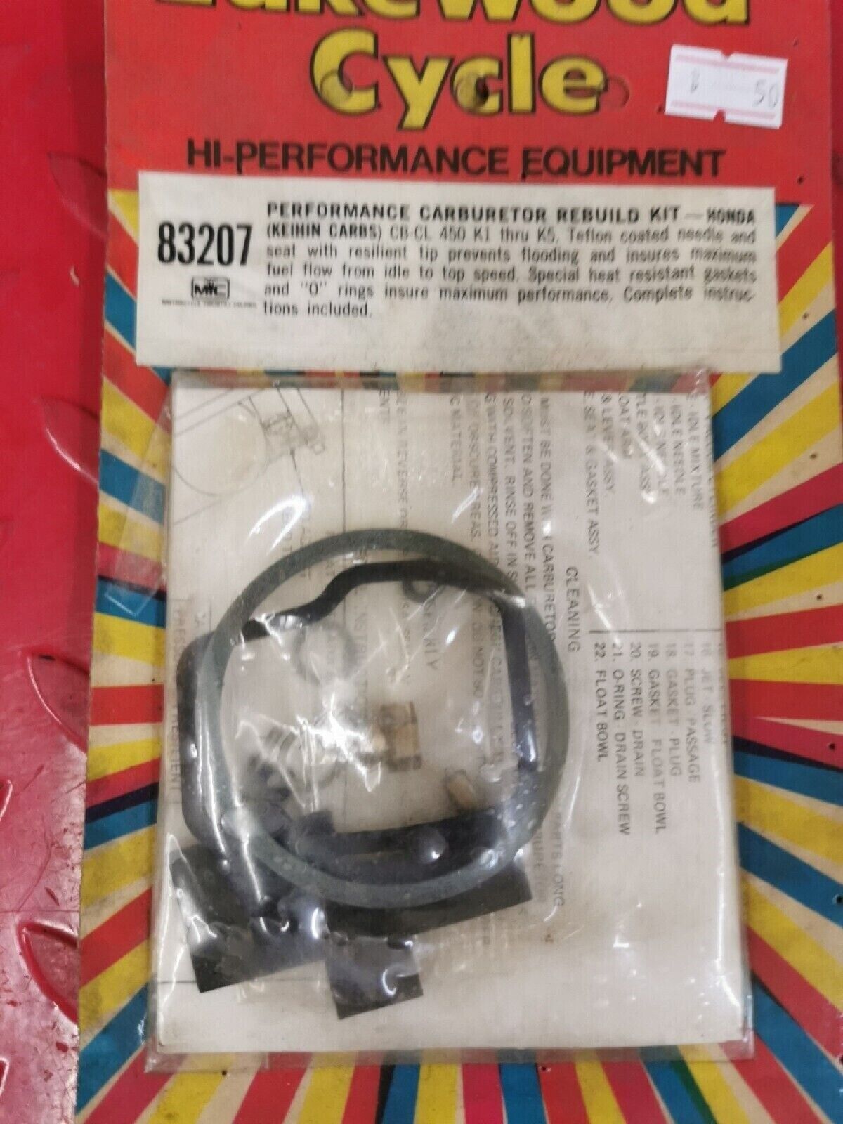NOS LAKEWOOD CYCLE HONDA CB450 CL450 CARBURETOR REBUILD KIT 83207  J15